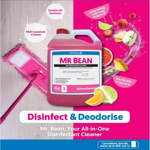 Whiteley Mr Bean Commercial Grade Disinfectant & Air Freshener Spray - Kills 99.9% Germs, Eliminates Odors - Ideal for Offices, Hospitals, Schools & Home Use