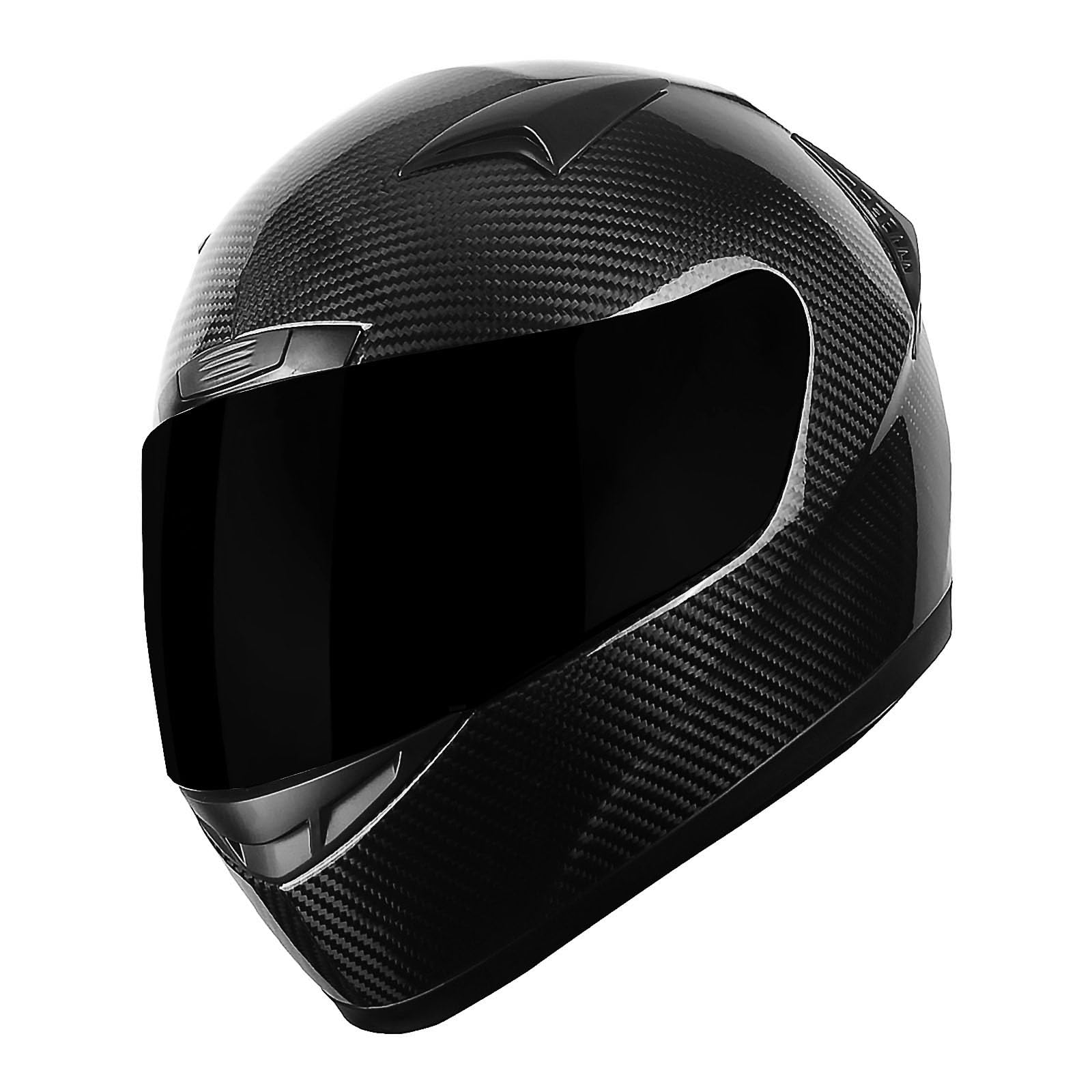 Genuine Carbon Fiber Motorcycle Helmet - Lightweight 3.2lb Full Face Street Bike Helmet HG335 (Black) | Perfect for Racing, Commuting & Road Safety