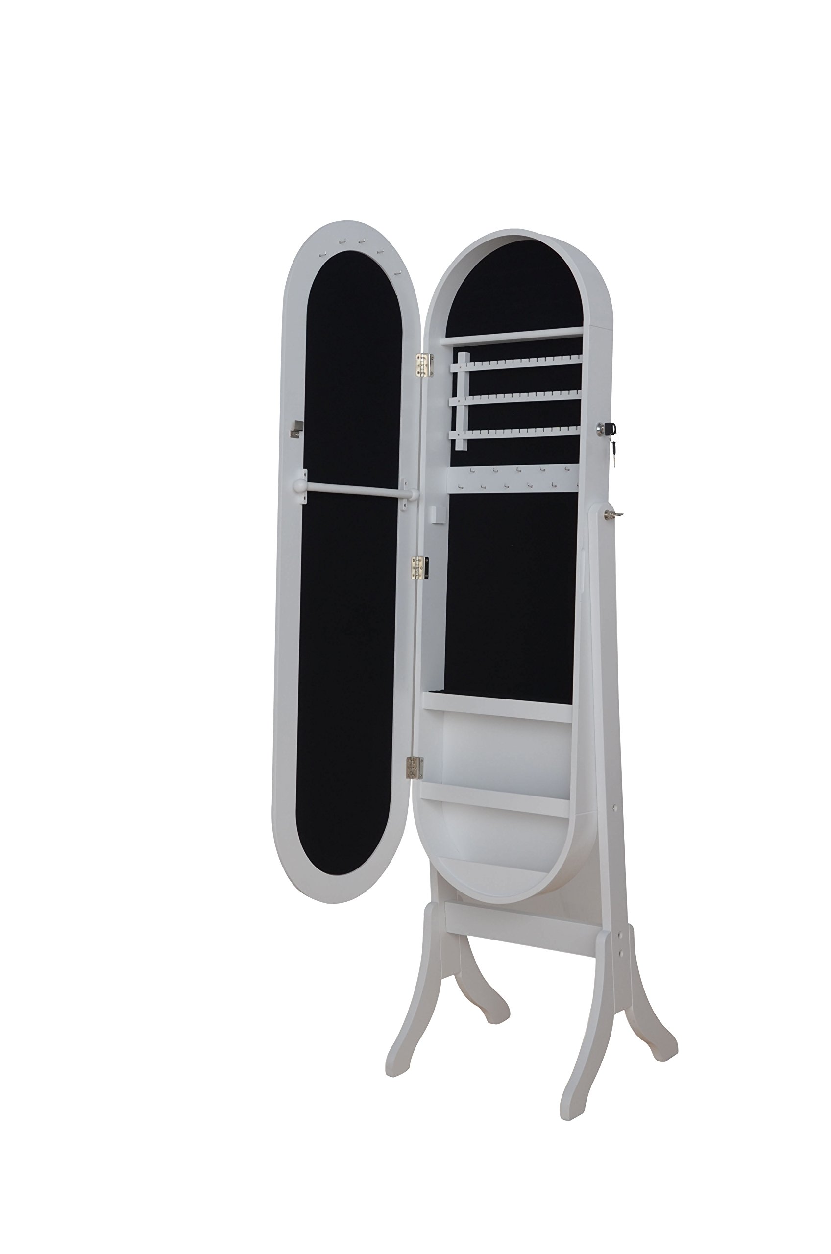 Acme Jalyn Jewelry Armoire - White & Black Felt Lined Organizer for Necklaces, Rings & Earrings | Perfect for Bedroom, Closet & Travel Storage