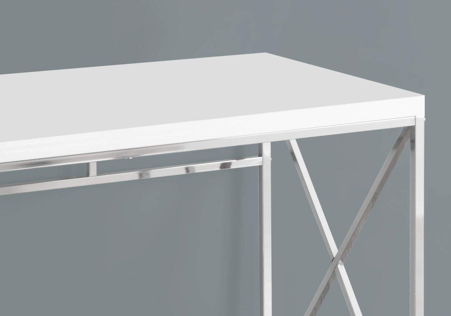 Offex 48 Inch Modern Computer Desk with Chrome Metal Frame - Glossy White Home Office Desk for Work, Study & Gaming - Perfect for Small Spaces & Home Offices