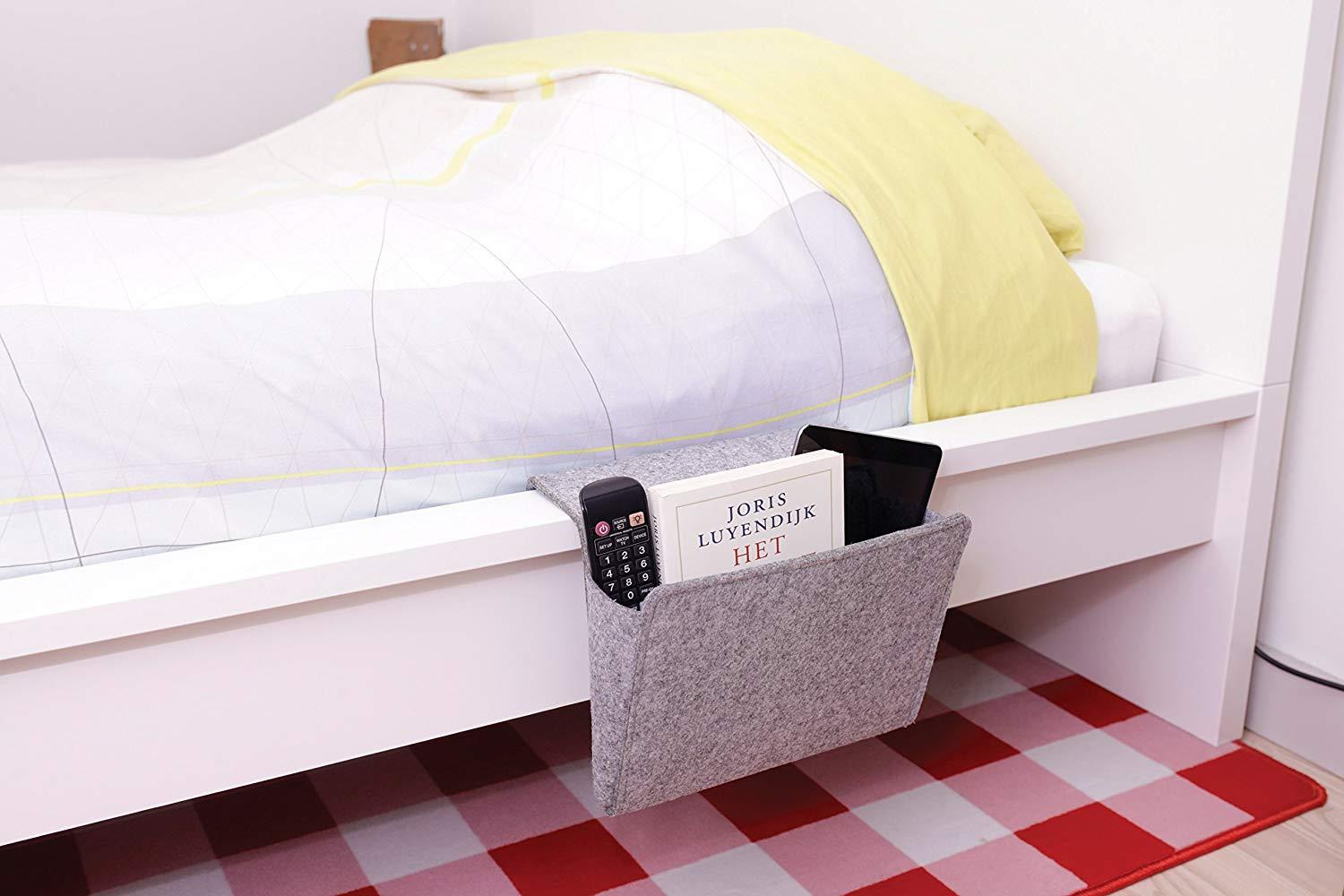 Small Bedside Caddy Organizer - Hanging Storage Pouch for Phone, Glasses, Books & Essentials - Perfect for Bed, Sofa, Car & Travel Use