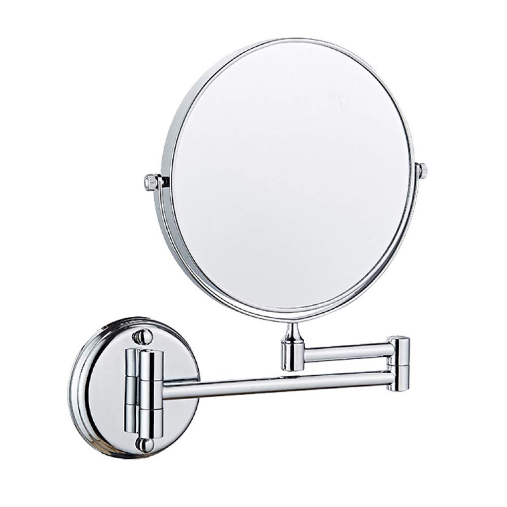 ERHANG Wall Mounted Retractable Makeup Mirror - 8x Magnification, Folding Double-Sided Mirror for Bathroom & Hotel Use - Perfect Vanity Mirror for Makeup, Shaving & Skincare (B-8in5x)