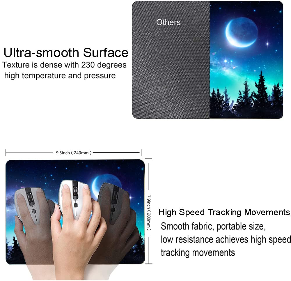 Premium Personalized Mouse Pad - Forest Moon Design, Non-Slip Rubber Base, Washable & Durable for Gaming, Office & Home Use | Perfect for Computer Workstations & Gaming Setups
