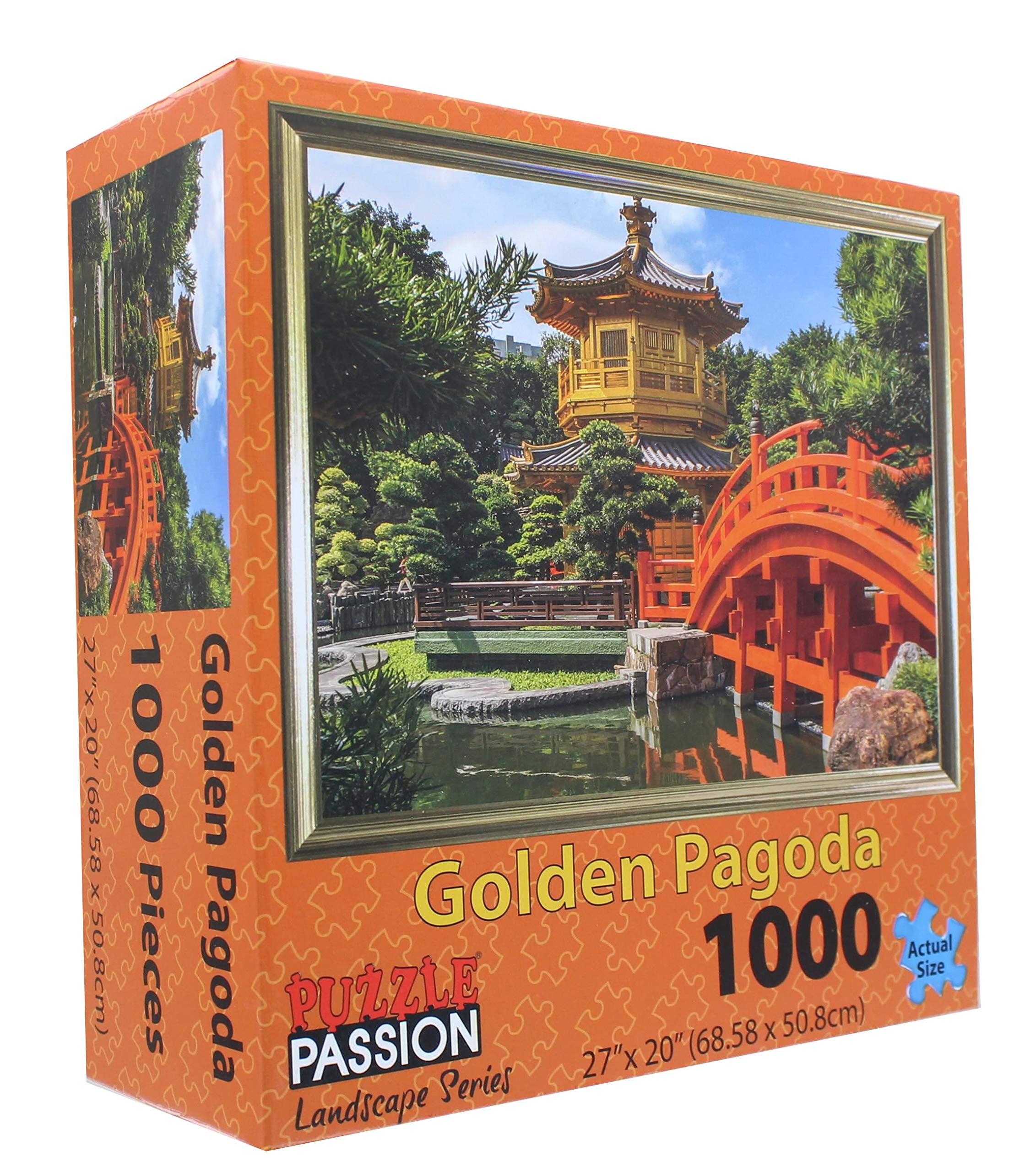 Golden Pagoda 1000 Piece Jigsaw Puzzle for Adults - Challenging Asian Temple Landscape Puzzle - Perfect for Family Game Night & Stress Relief