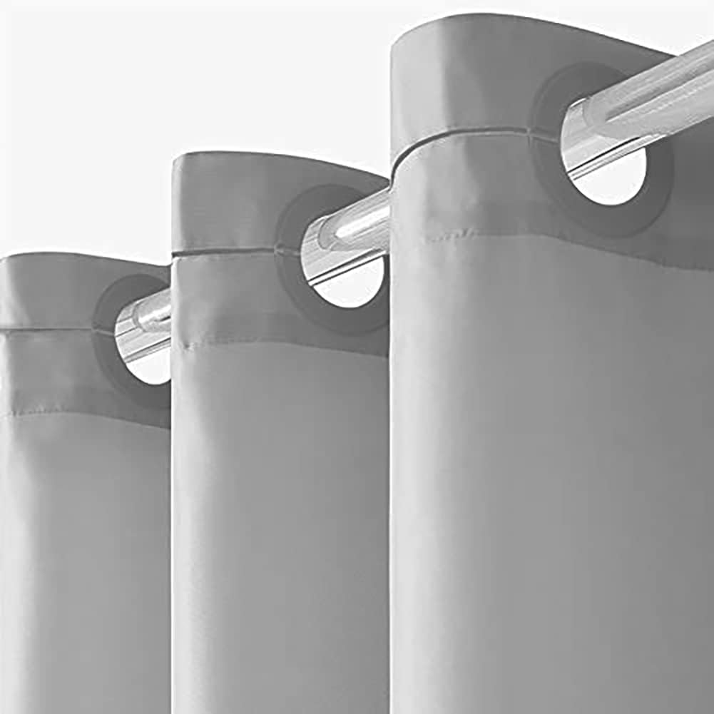 Furlinic No Hook Stall Shower Curtain - Small Narrow Fabric Bathroom Curtain with 6 Split Grommets, Waterproof & Machine Washable, Luxury Hotel Style, Light Grey, Half Size 48x72 Inch - Perfect for Small Bathrooms, Apartments, and RVs