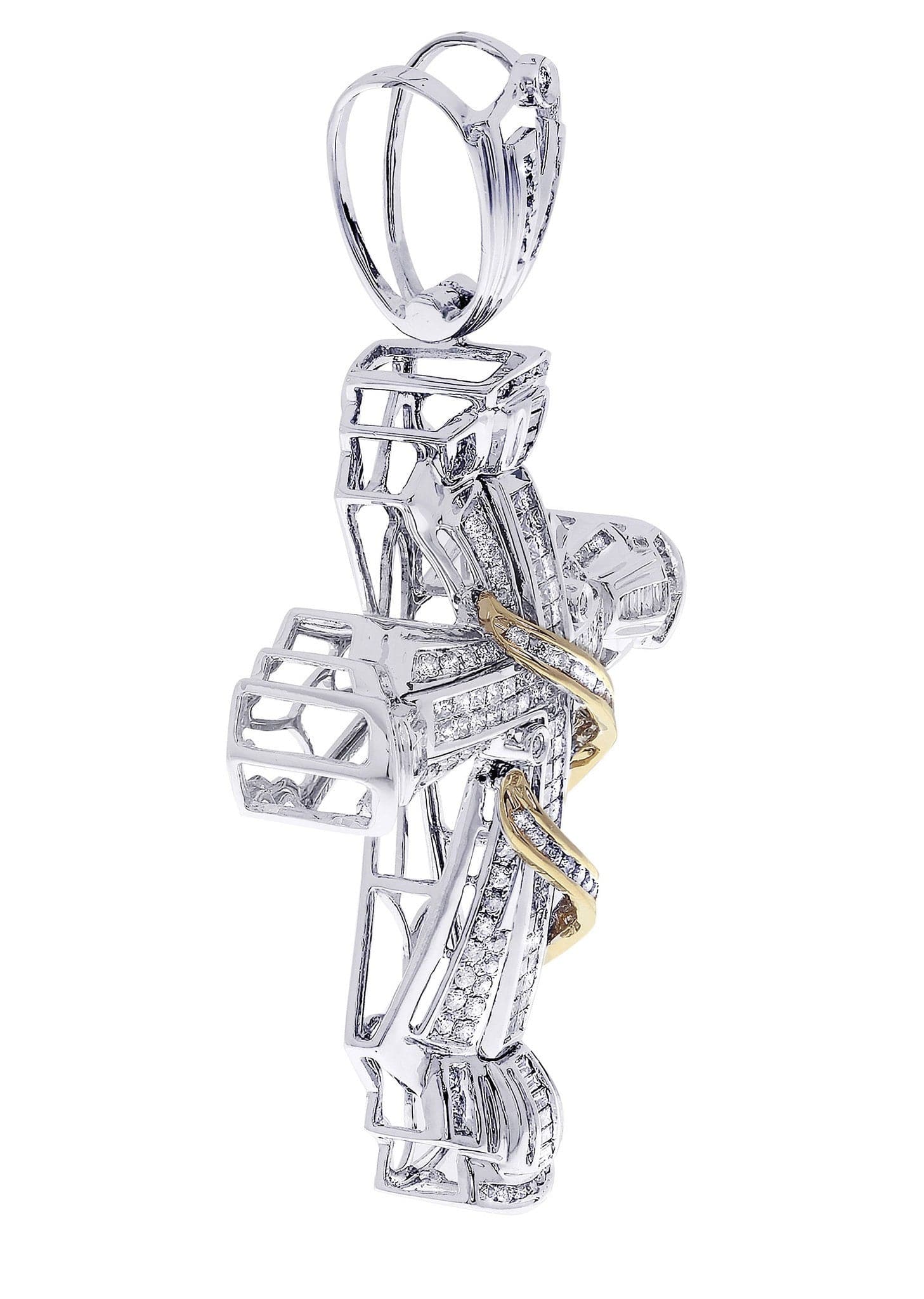 3.3 Carat Diamond Cross Pendant Necklace - 23.19 Grams Solid Gold Religious Jewelry for Women - Perfect for Church, Weddings & Special Occasions