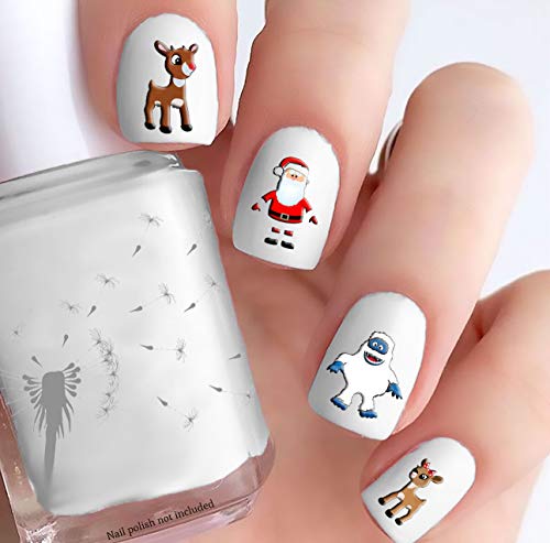 Rudolph the Red-Nosed Reindeer Christmas Nail Decals - Clear Vinyl Stickers (Cut, Peel & Stick) for Holiday Nail Art & Festive Party Manicures
