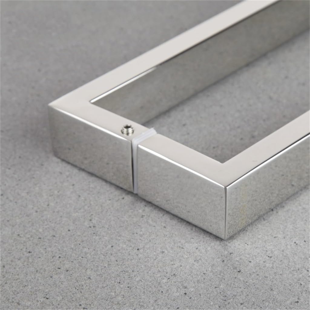 Stainless Steel Square Double Curved Glass Door Handle for Shower & Bathroom - Durable Bath Hardware for Modern Home & Commercial Use