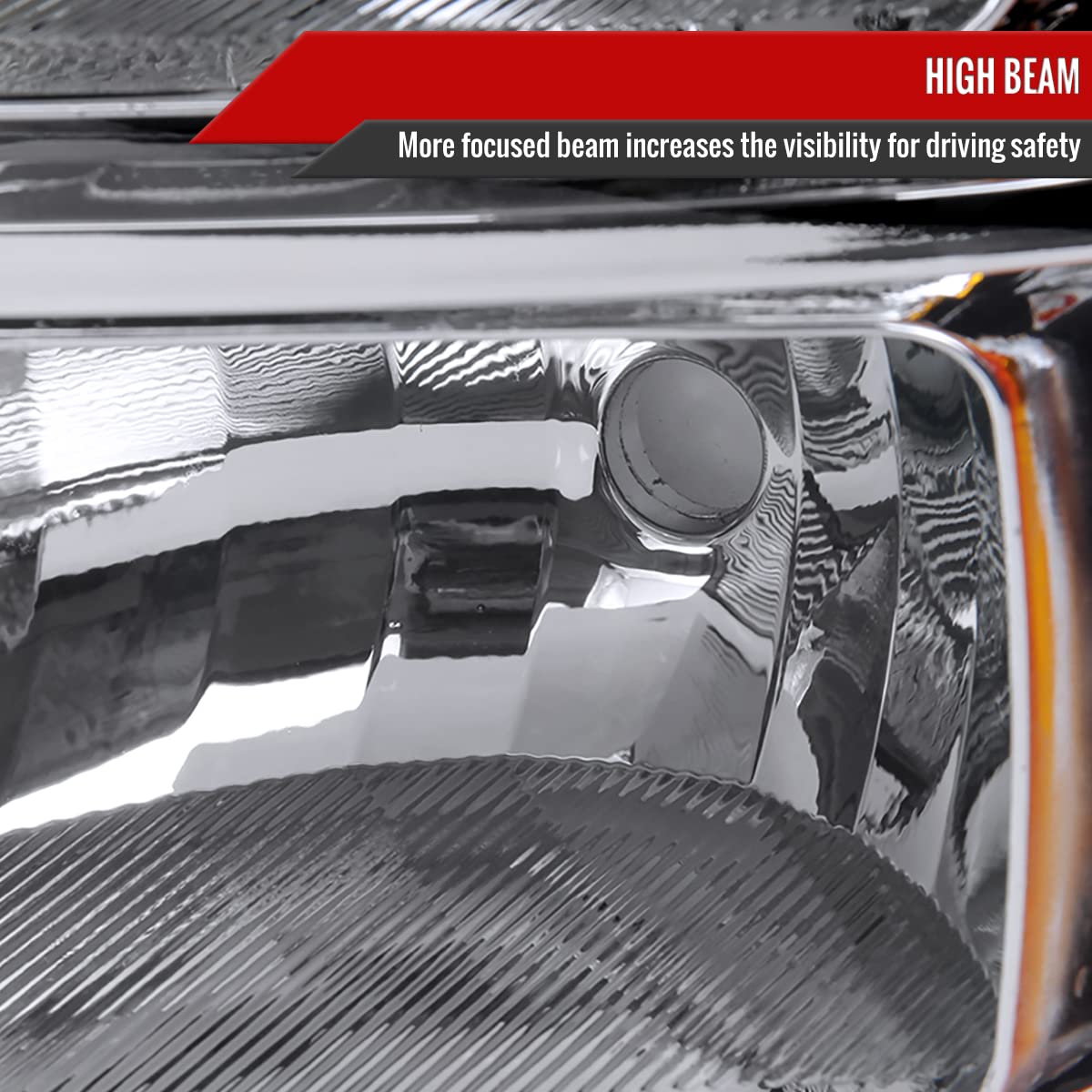 2007-2013 GMC Sierra Pickup Truck Clear Replacement Headlights Pair - Left & Right Side Headlamps for Improved Night Visibility & Style Upgrade