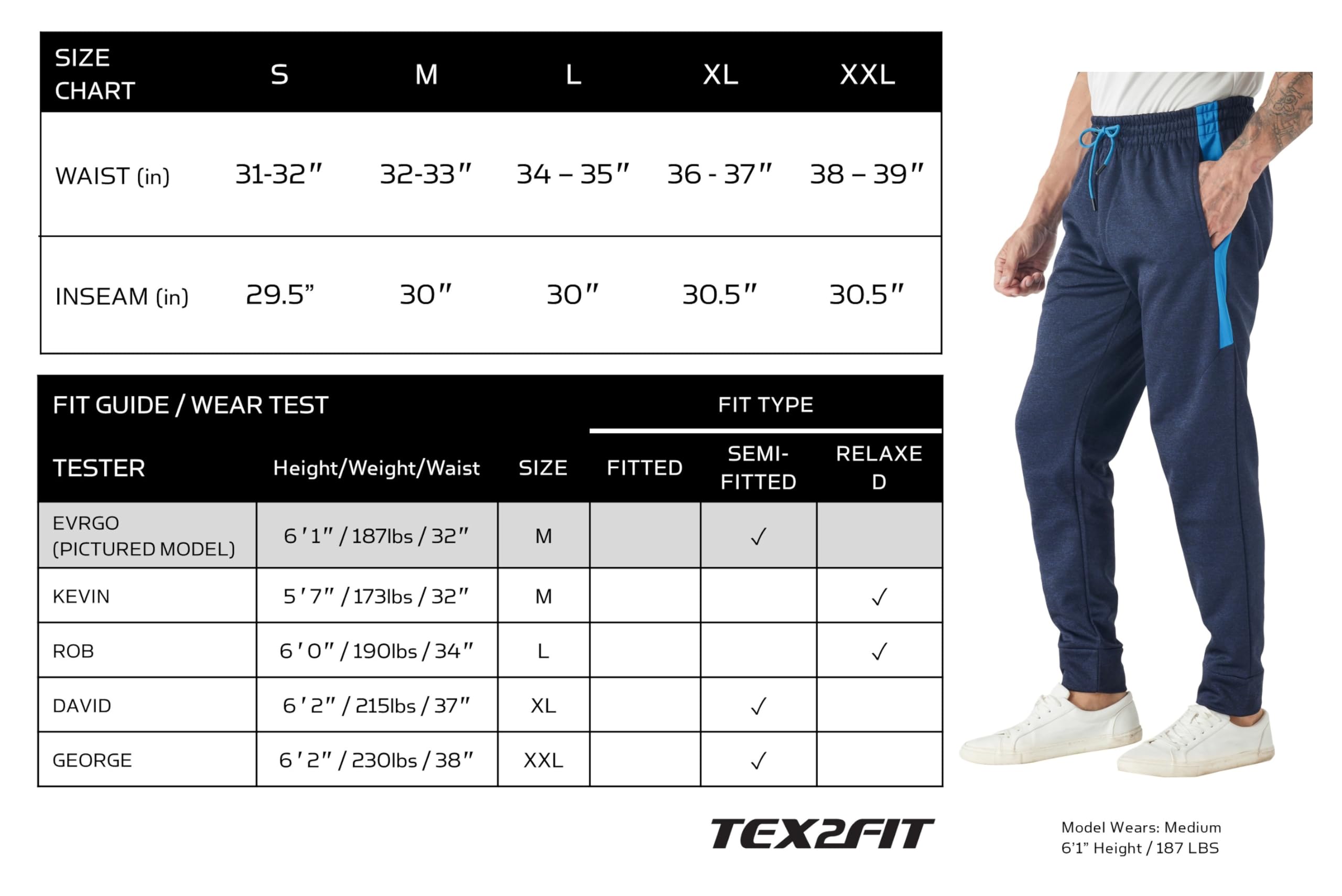 TEX2FIT 2-Pack Men's Active Fleece Joggers with Side Pockets - Soft Comfortable Workout Pants for Running, Gym & Lounge (Black, 2-Piece Set) - Perfect for Jogging, Yoga & Casual Wear