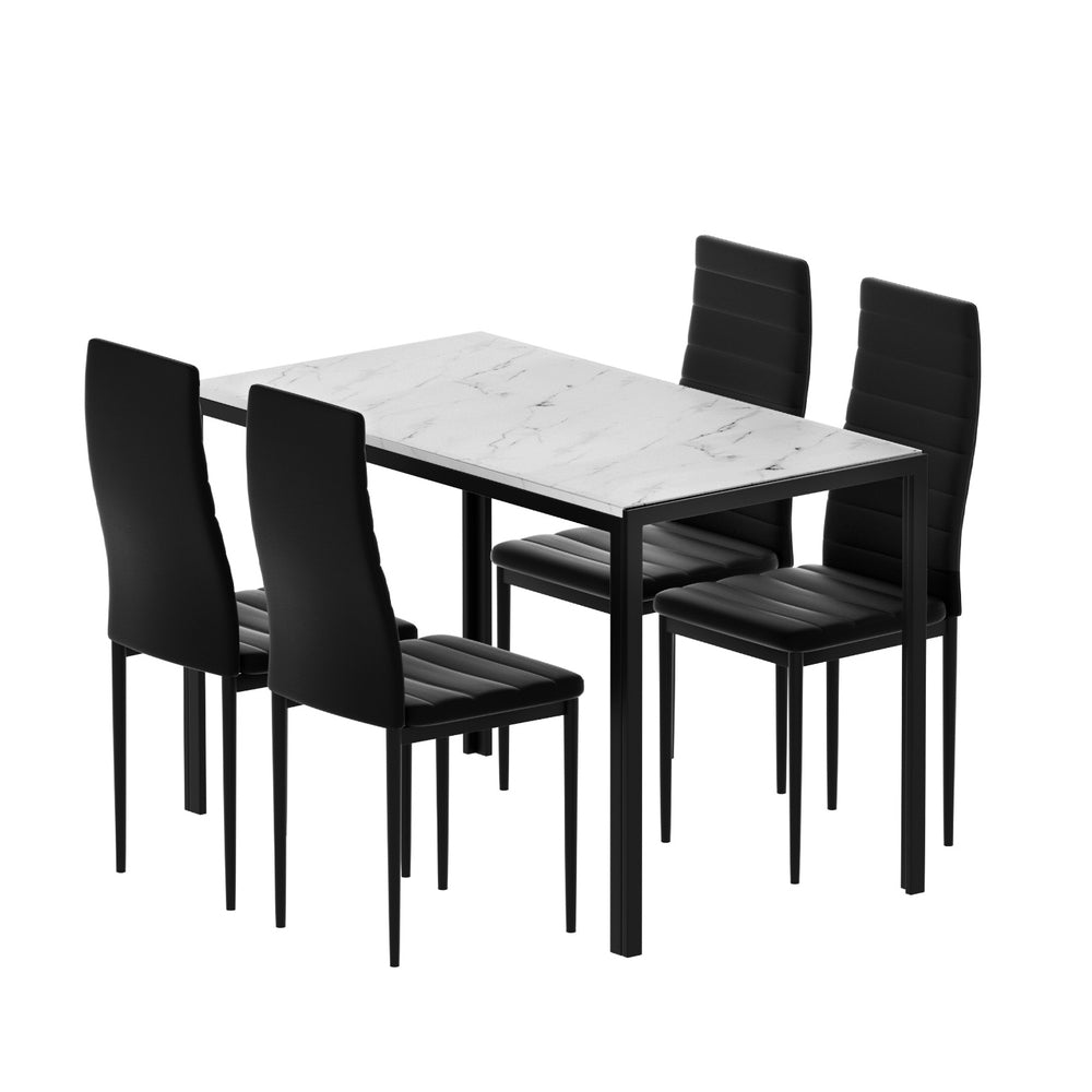 Artiss 5-Piece Dining Table Set with 4 Chairs - Modern Marble Effect Kitchen Table for Small Spaces | Perfect for Breakfast Nook, Apartment Dining, and Family Gatherings