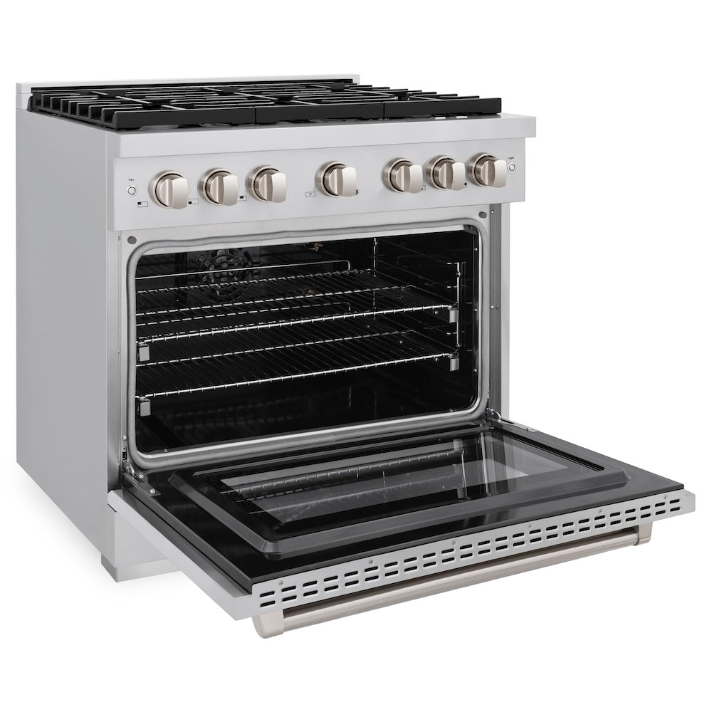 ZLINE 36-Inch 5.2 cu. ft. Stainless Steel Gas Range with 6 Burner Cooktop & Convection Oven - Professional SGR36 Model for Home Kitchen & Restaurant Use