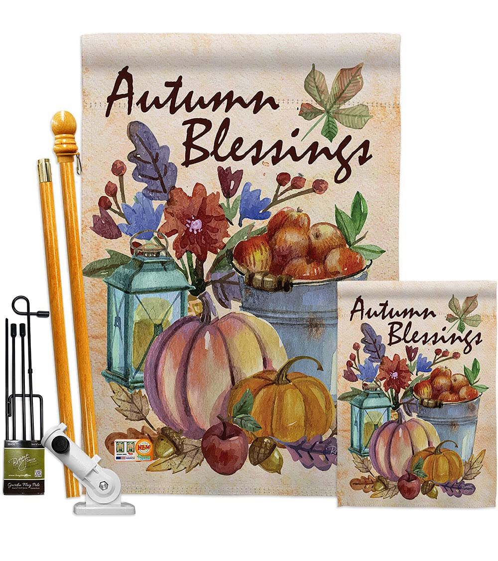 Autumn Blessings Vertical Flags Kit - House & Garden Decor for Fall Harvest