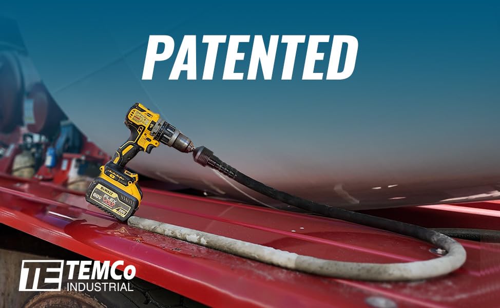 TEMCo Cordless Concrete Vibrating Tool - Drill-Powered Concrete Vibrator for Efficient Air Bubble Removal | Perfect for Construction, Foundation Work & DIY Concrete Projects