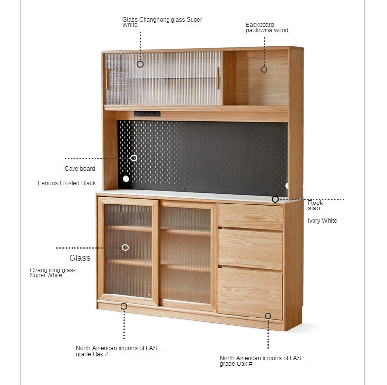 Solid Oak Wood Rock Board - Nordic Style Ultra-Thin Sideboard for Living Room, Bedroom & Dining Room Storage