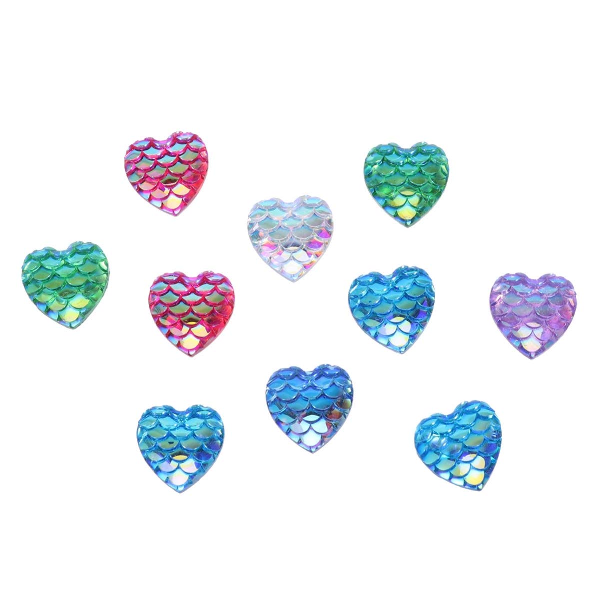 Exceart 50pcs Iridescent Cabochons for Scrapbooking, Jewelry Making, DIY Crafts - Fish Scale Gemstone Resin Dome Round Mermaid Embellishments - Perfect for Card Making, Home Decor, and Gift Wrapping
