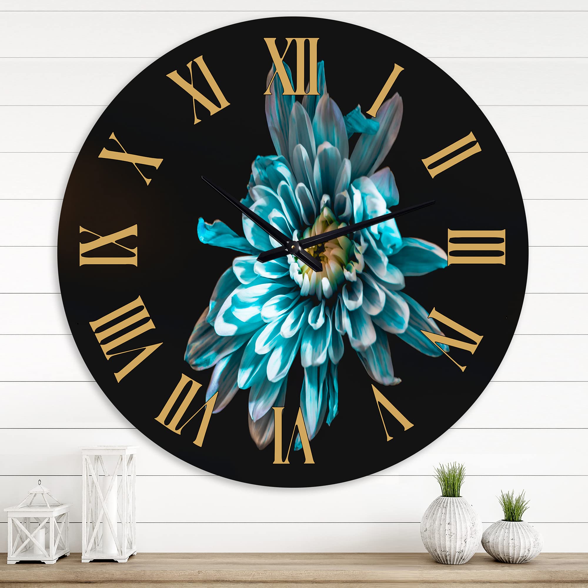Blue and White Floral Wall Clock - Large Traditional Design for Living Room, Bedroom & Office Decor | Elegant Home & Office Timepiece