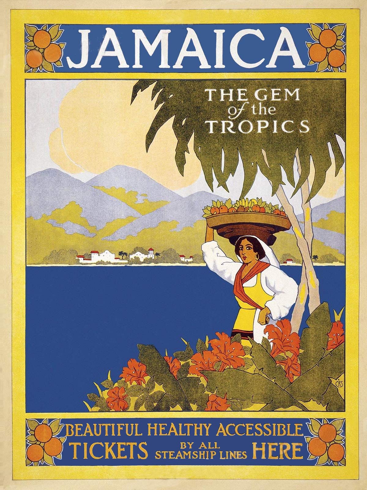 Vintage Style 1910 Jamaica Caribbean Tropical Gem Magnet - 5