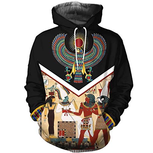 Takra Gold Men's Harajuku Anubis & Eye of Horus 3D Print Hoodie Sweatshirt - Egyptian Mythology Graphic Zipper Pullover for Streetwear & Casual Fashion