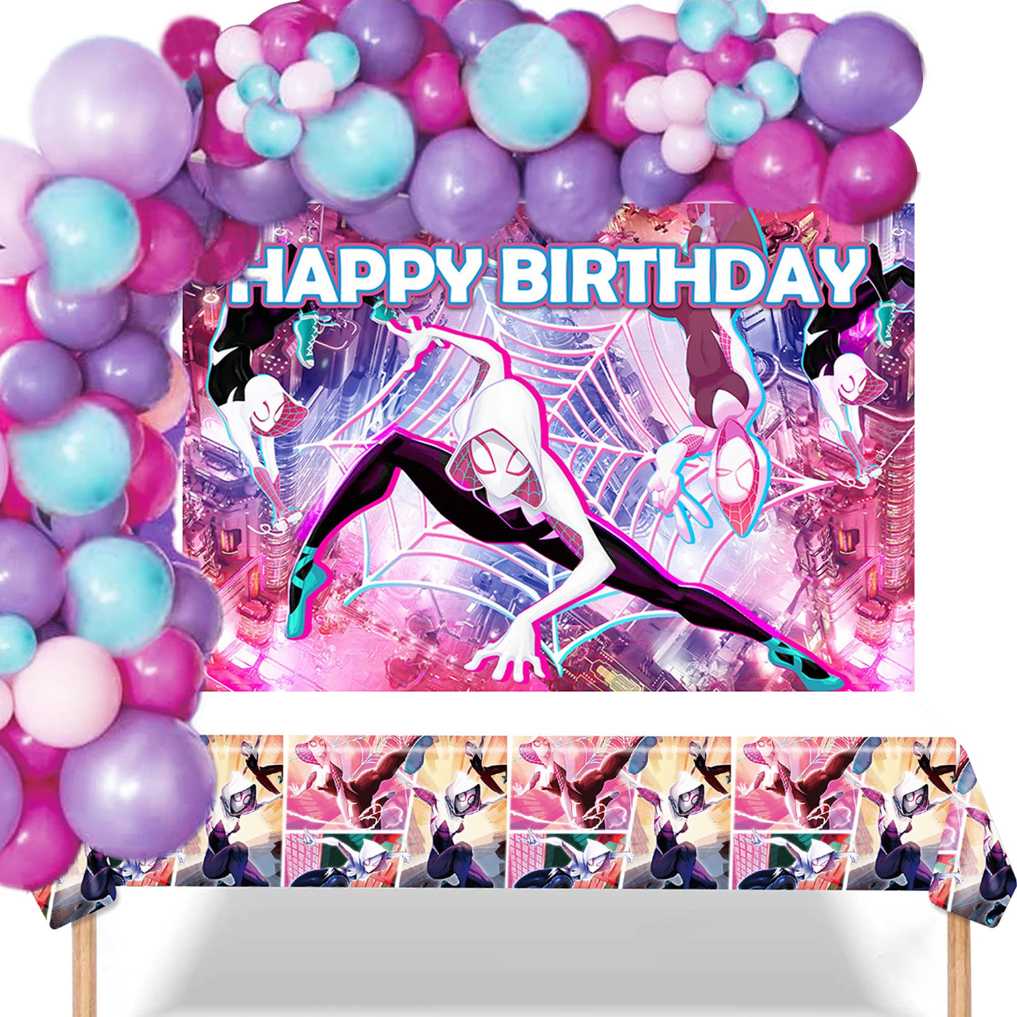 Spider Girl Hero Birthday Party Decorations Kit - Pink Spider Hero Balloons, Garland Arch & Party Supplies for Kids Birthday, Baby Shower, Halloween & Superhero Themed Events