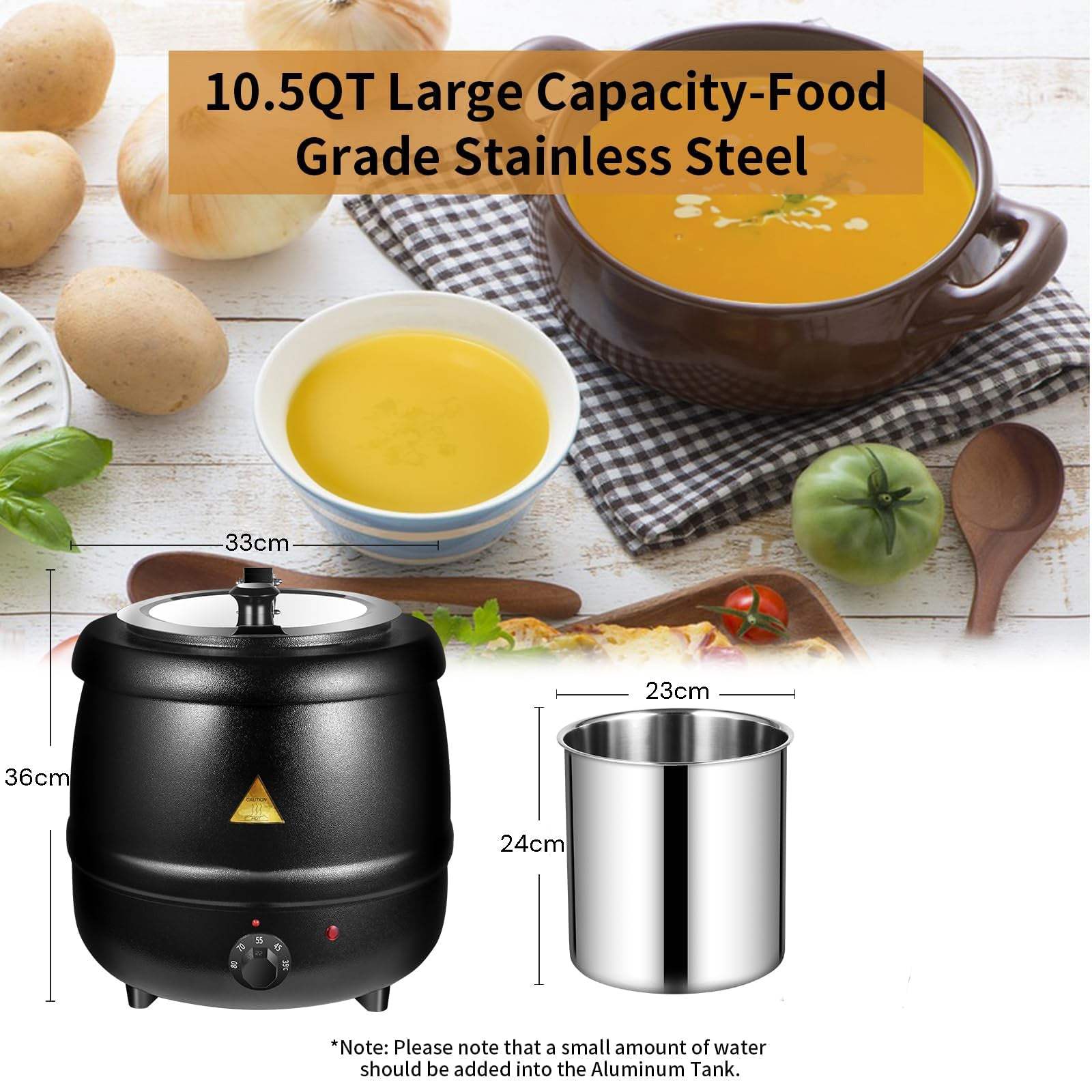 10L Commercial Electric Buffet Food Warmer - Stainless Steel Soup Warmer for Restaurants, Catering & Buffets - Keep Food Hot for Parties, Events & Large Gatherings