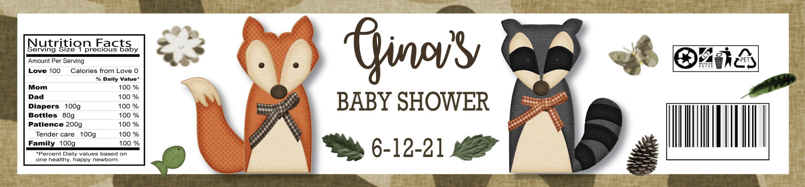 Woodland Animals Baby Shower Water Bottle Labels - Adorable Forest Creature Stickers for Baby Shower Party Decorations - Perfect for Baby Showers, Gender Reveals and Nursery Decorations