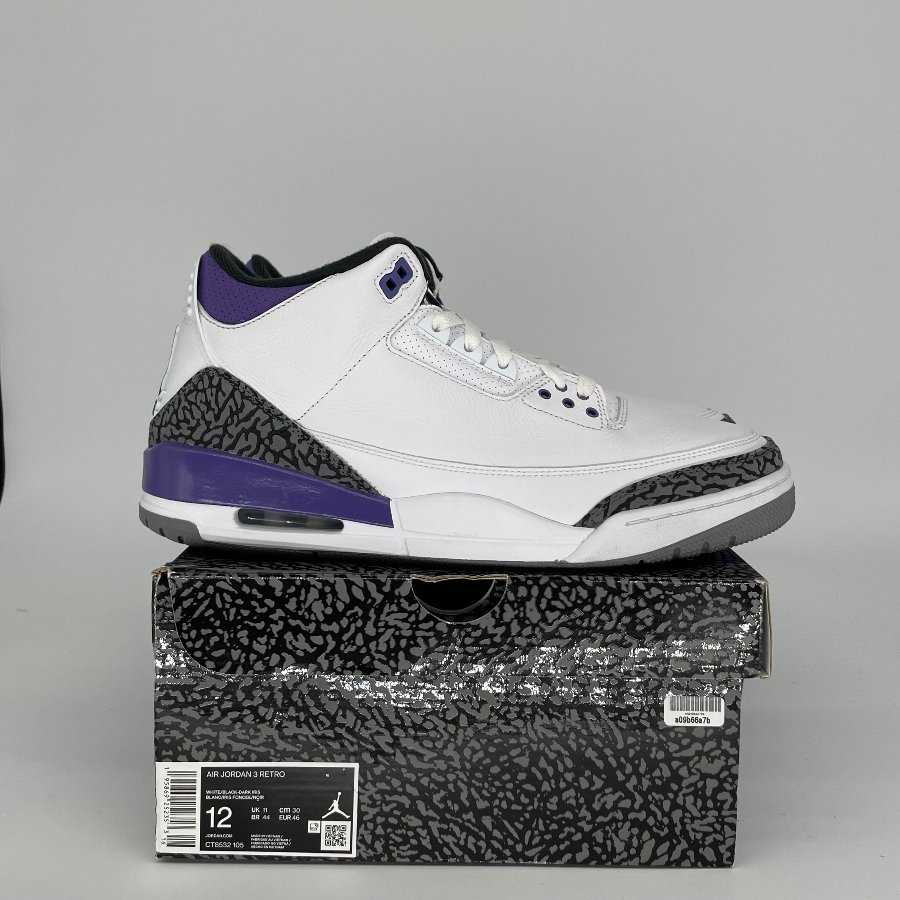 AIR JORDAN 3 DARK IRIS Men's Basketball Shoes - Size 12 (CT8532-105) | Retro Sneakers for Sports, Streetwear & Casual Wear