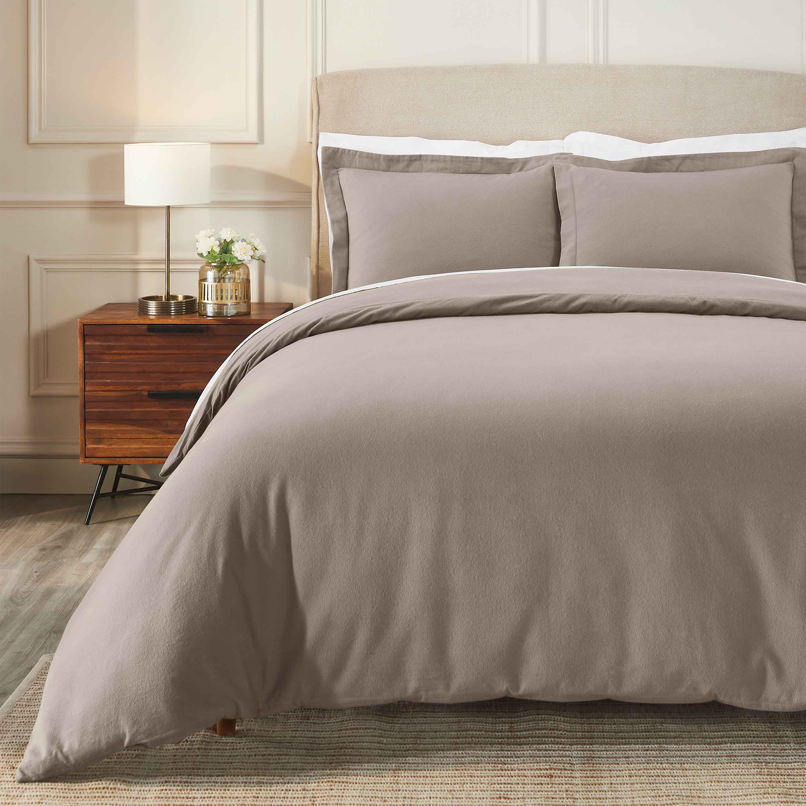 Premium Rome Flannel Cotton Solid Brushed Duvet Cover Set - Soft & Cozy Queen/King Size Bedding for Winter Warmth & Comfort