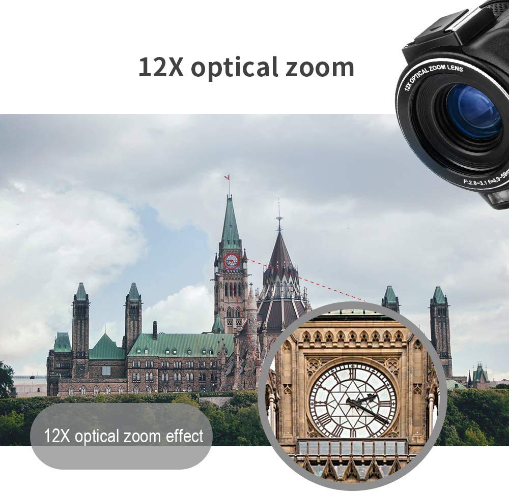 ORDRO AX65 4K Video Camera with 12X Optical Zoom, WiFi, Microphone & Accessories - Perfect for Vlogging, Live Streaming, YouTube & Travel Filming