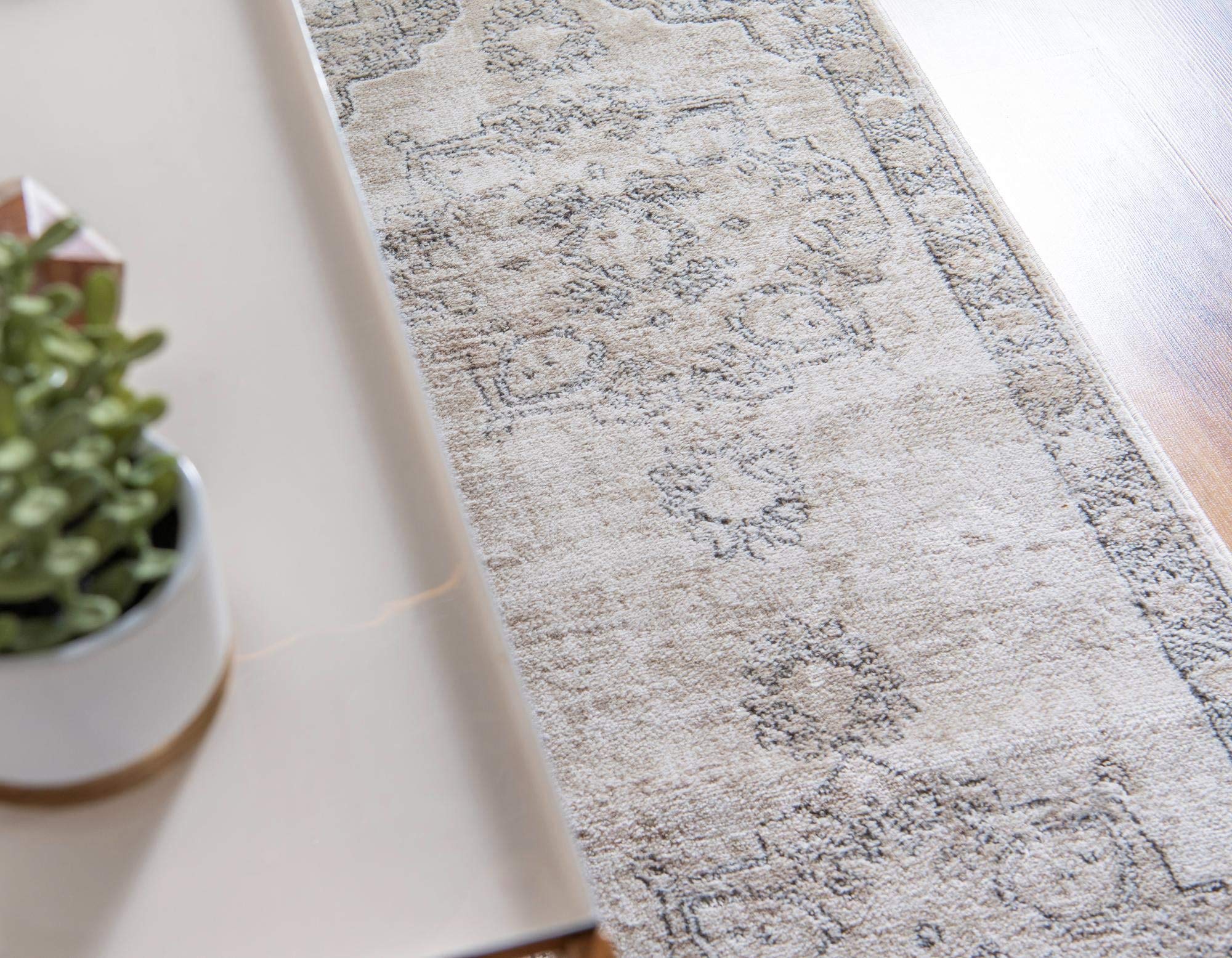 Rugs.com Oregon Collection Ivory Low-Pile Runner Rug - 12 Feet Long Hallway & Entryway Carpet - Perfect for High Traffic Areas, Living Rooms, and Bedroom Decor