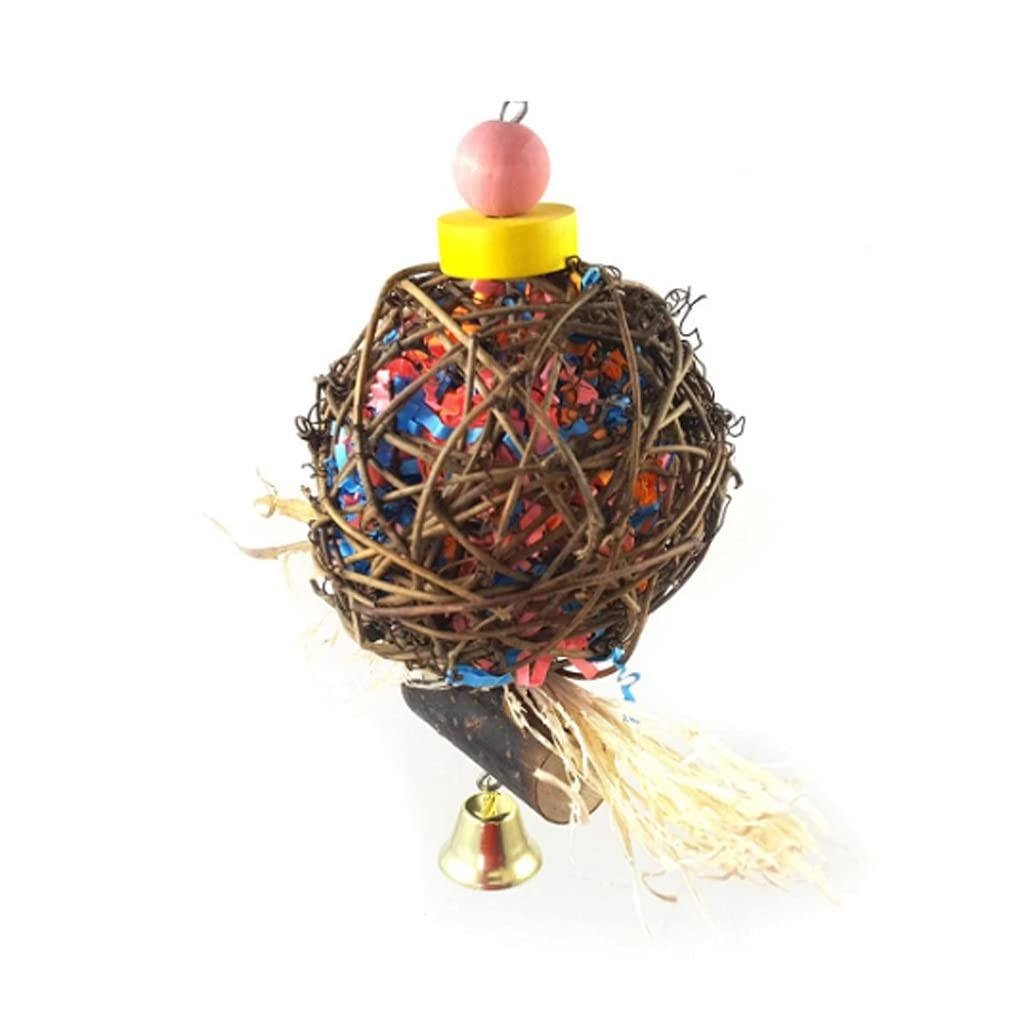 Natural Rattan Bird Swing Toy - Chewing & Perching Hanging Toy for Conures, Parrots, Macaws, Finches | Cage Accessories for Small & Large Birds | Perfect for Playtime & Exercise