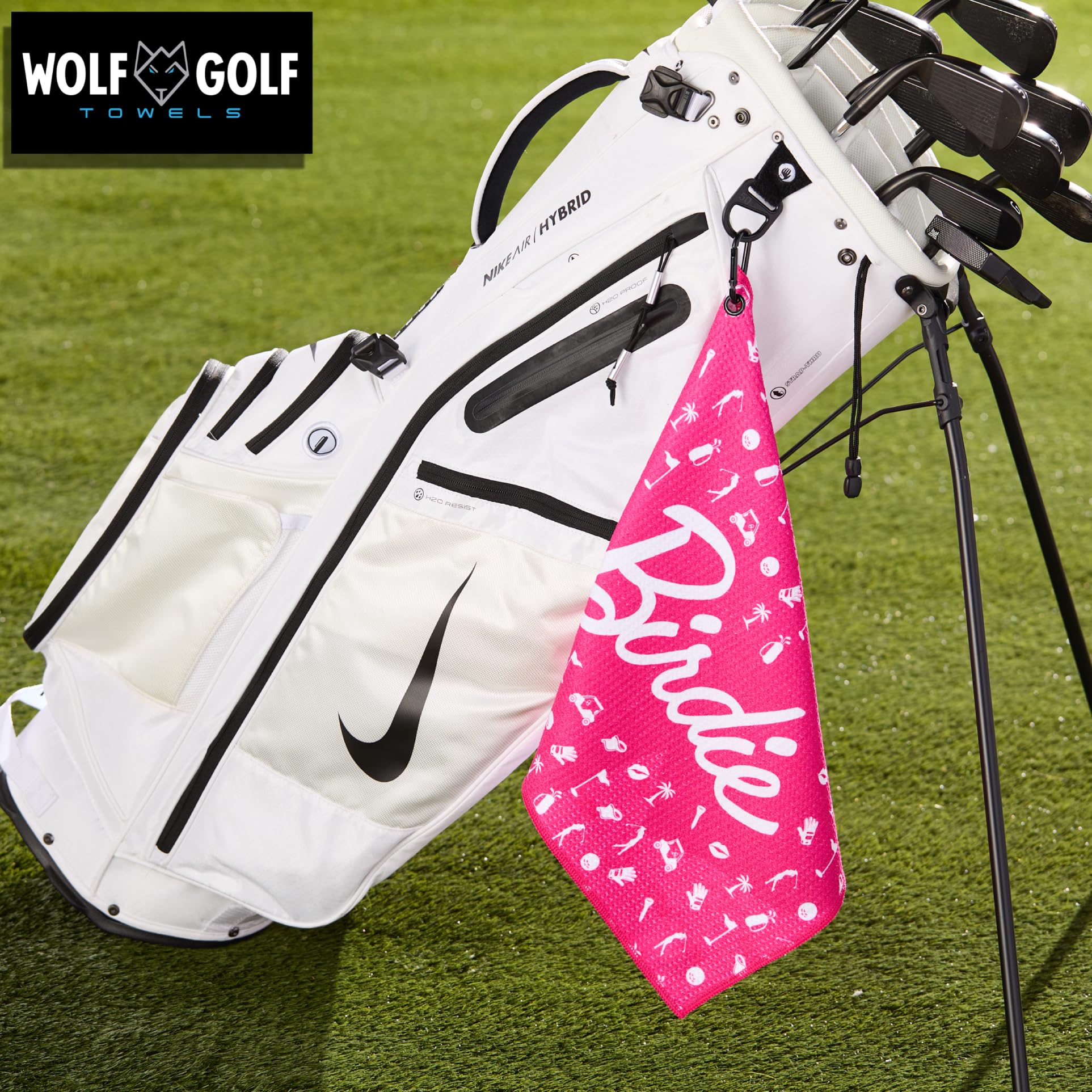 Funny Printed Golf Towel for Women - Premium Birdie Design Golf Accessory - Perfect Golf Gift for Her - Great for On-Course Use, Club Cleaning & Practice Sessions