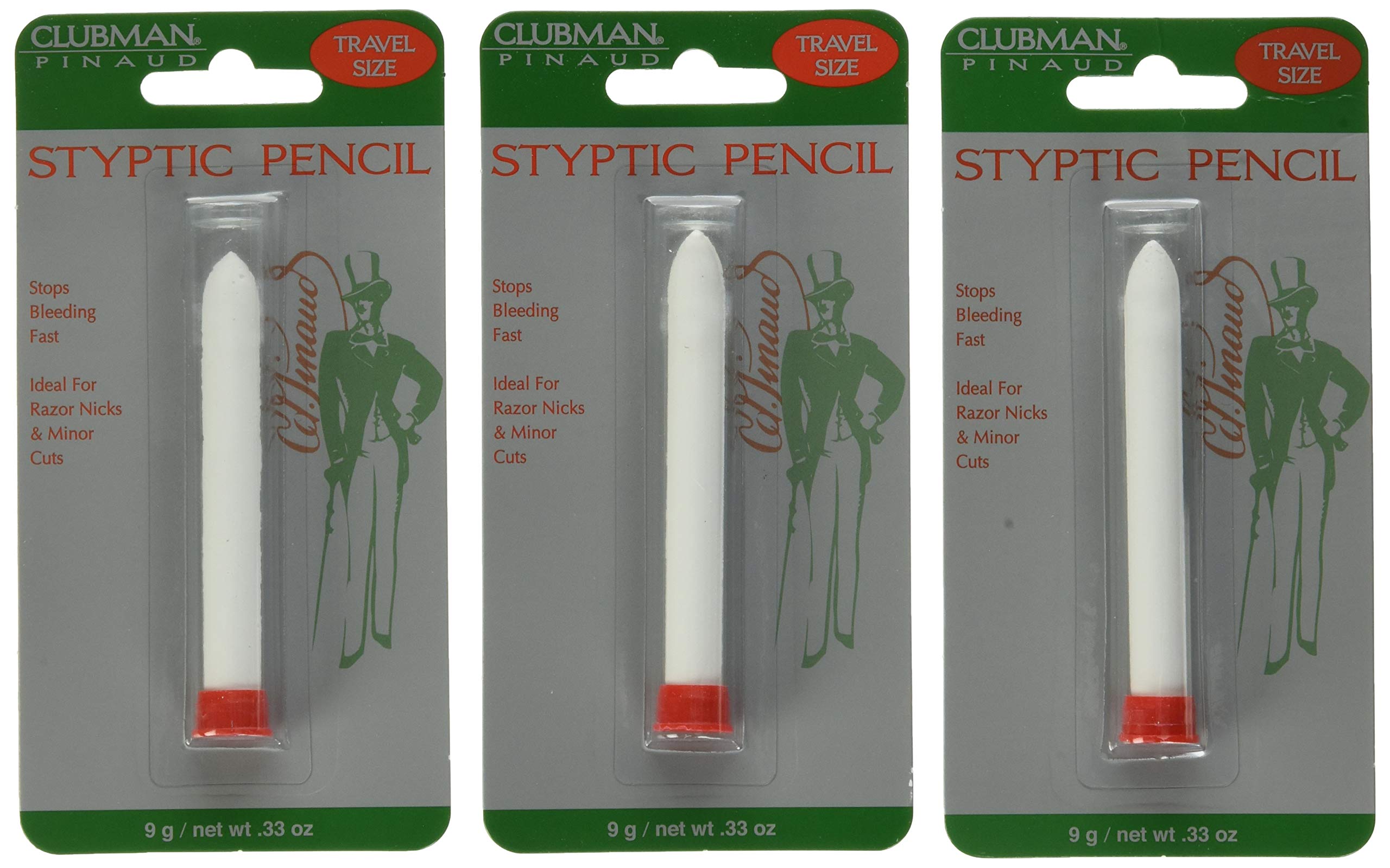 Clubman Pinaud Styptic Pencil for Men - 0.33 oz (Pack of 3) - Fast-Acting Nick & Cut Relief - Perfect for Shaving, Grooming & First Aid Kits