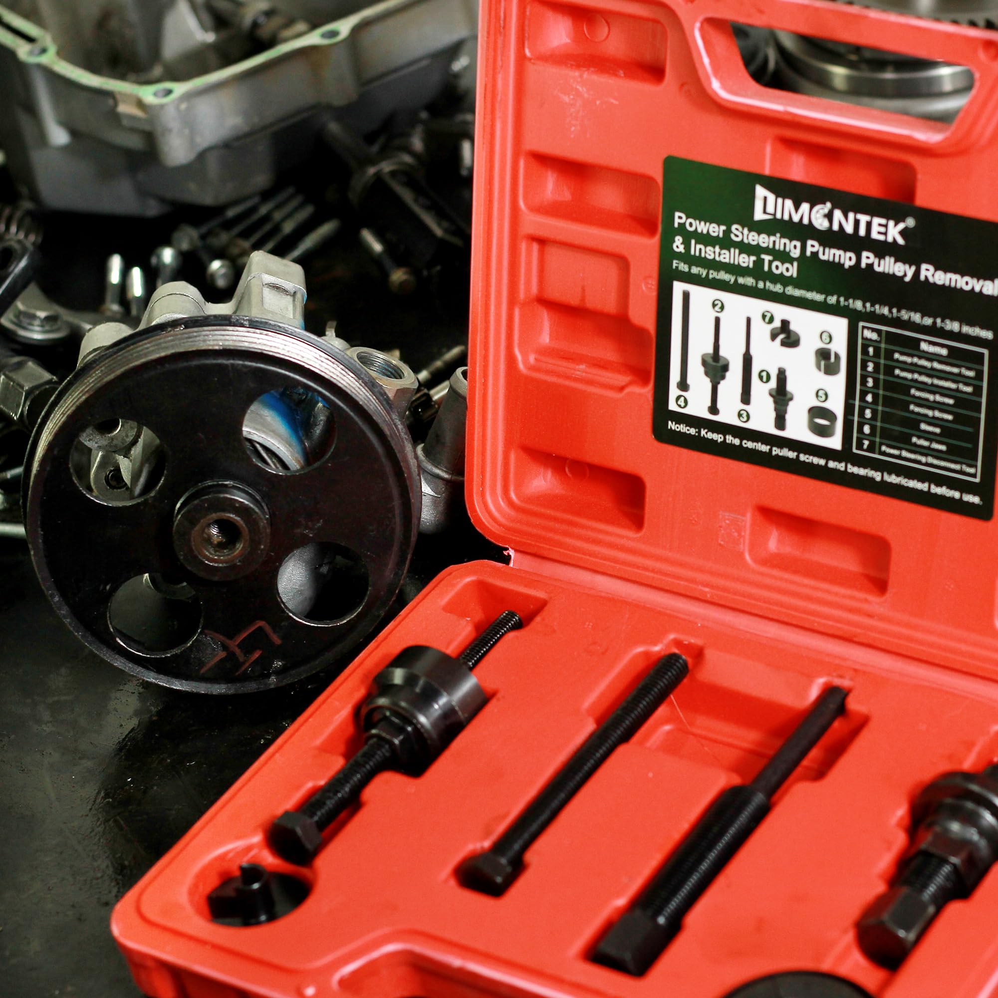 Power Steering Pulley Puller and Installer Tool - Compatible with Ford, GM, VW, Chrysler Vehicles - Professional Automotive Repair Tool for Power Steering Pump Pulley Removal and Installation - Perfect for DIY Mechanics and Professional Auto Shops