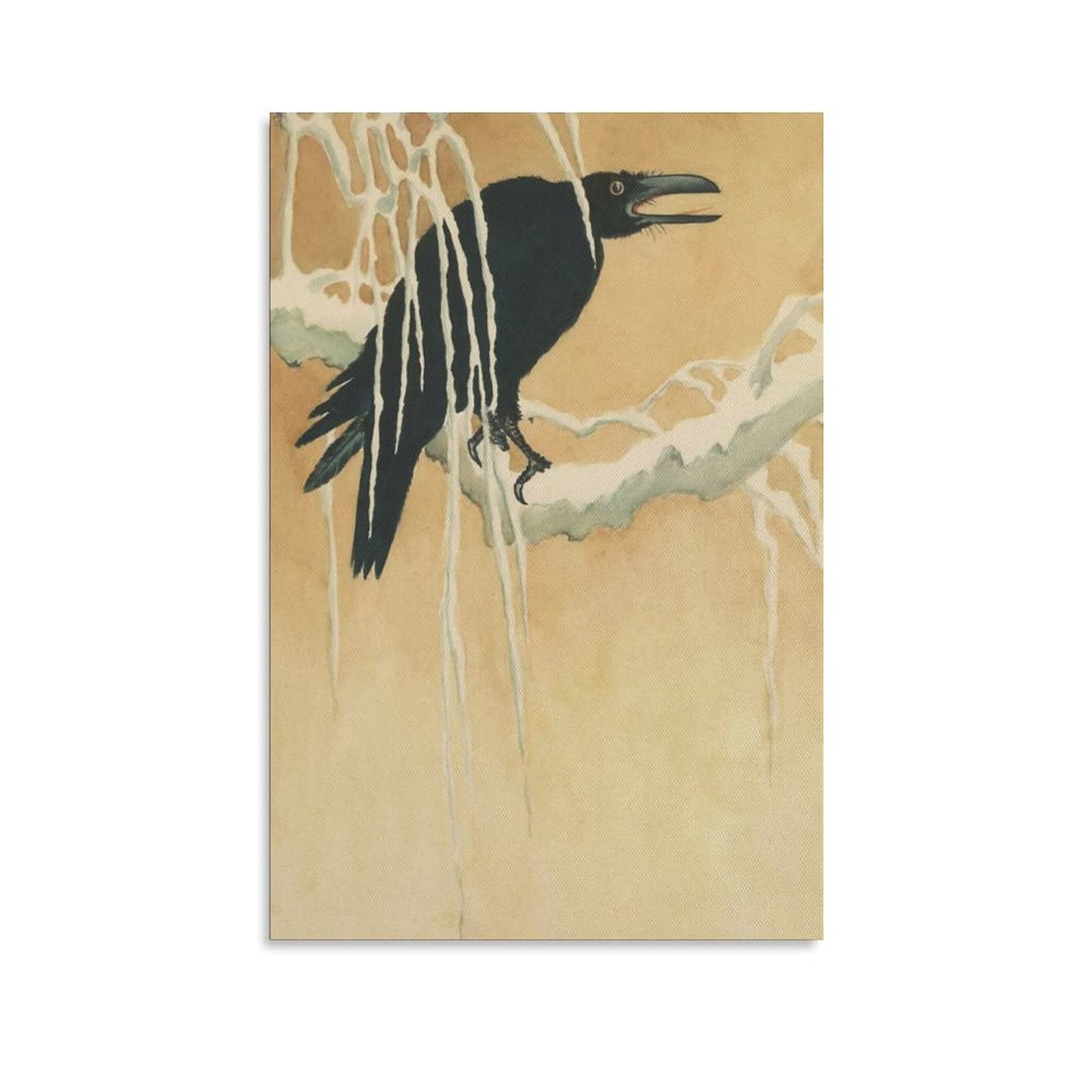 Vintage Raven Canvas Wall Art Print - 8x12 Inches (20x30cm) Gothic Home Decor for Living Room, Bedroom & Office - Perfect Gift for Nature & Sports Lovers - Ideal for Halloween Decor, Gothic Aesthetic & Vintage Interior Design