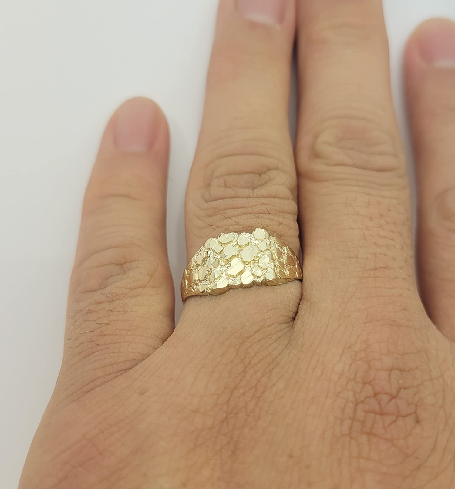 10K Solid Gold Nugget Ring for Women - Thin Minimalist Gold Band Ring - Perfect for Everyday Wear, Stacking Rings & Gift Giving