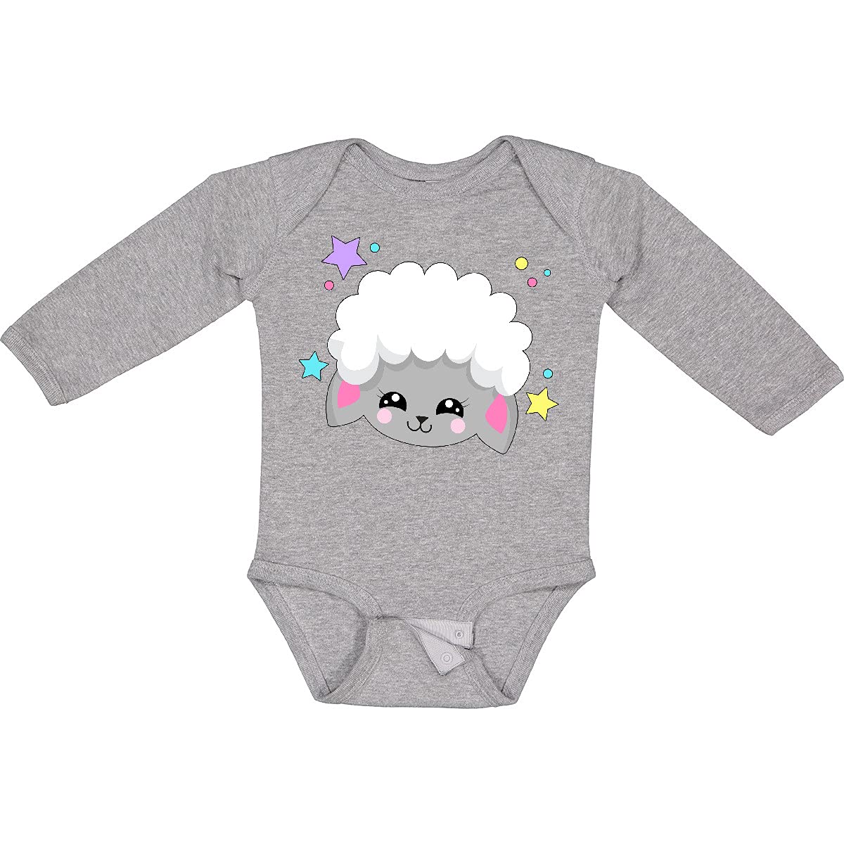 Inktastic Cute Easter Lamb with Stars Long Sleeve Baby Bodysuit - Perfect for Easter Photos, Spring Outfits & Holiday Celebrations