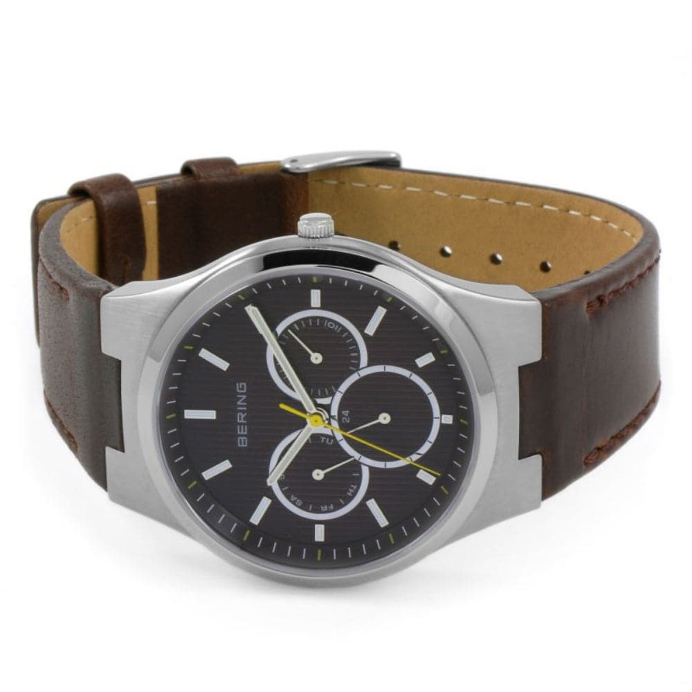 BERING Classic 13841-505 Brown Leather Strap Men's Watch | Waterproof Analog Quartz Wristwatch for Business, Casual & Formal Occasions