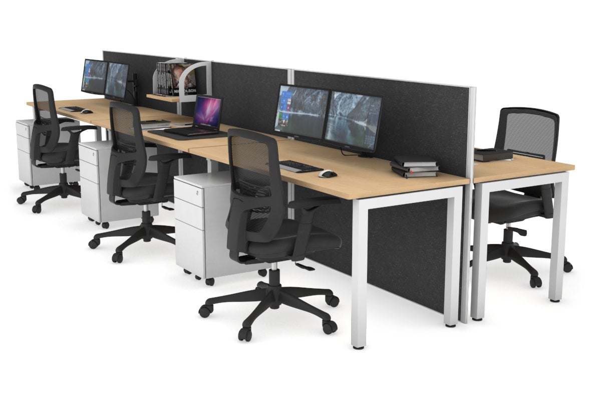 Horizon Quadro 6p Bench with Square Legs - 1600L x 700W Office Workstation Desk for Home Office, Conference Room & Workspace