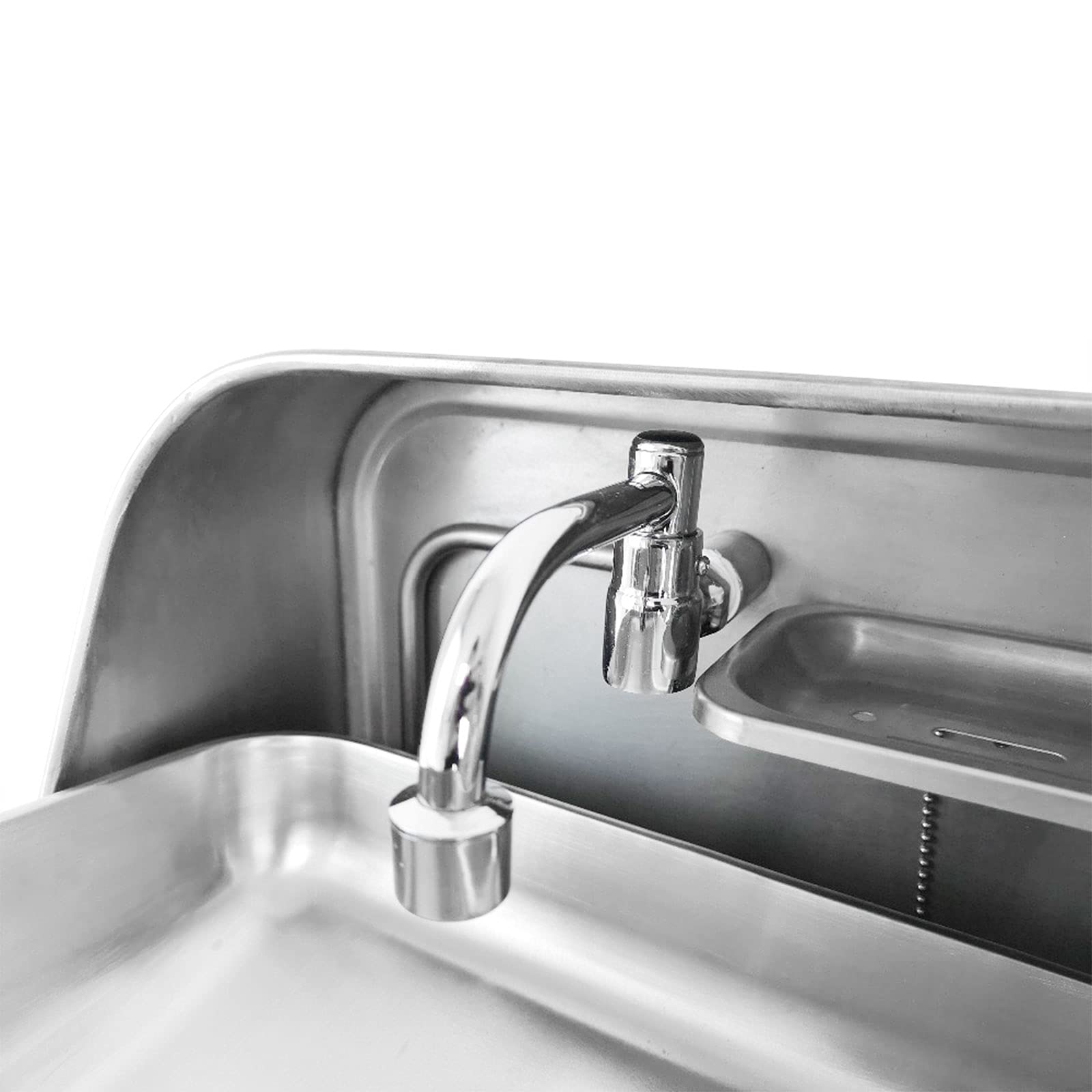 Portable Stainless Steel Folding Sink with Faucet for Caravan Boat RV - 14.56x14.76x15.35 Inch | Compact Space-Saving Design | Perfect for Outdoor Camping, Travel & Small Space Living
