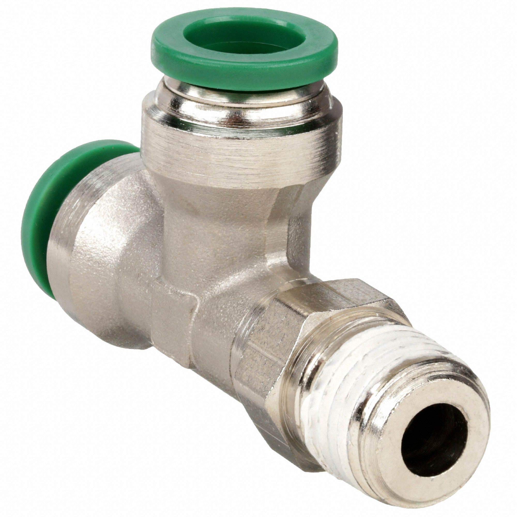 Parker Nickel Plated Brass Swivel Male Run Tee, 1/2