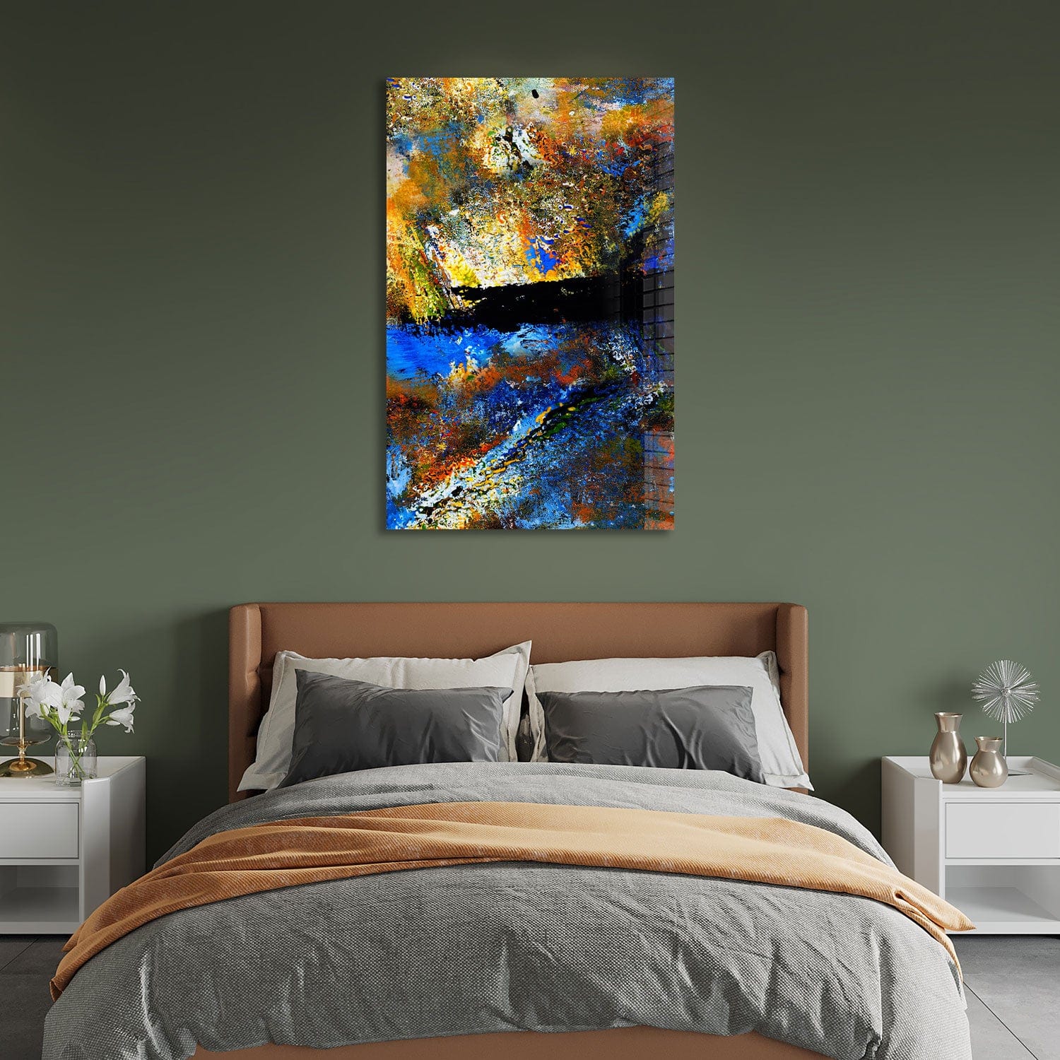 Abstract Closed Eye Tempered Glass Wall Art - Modern Home Decor for Living Room, Bedroom & Office - Shatterproof & Stylish