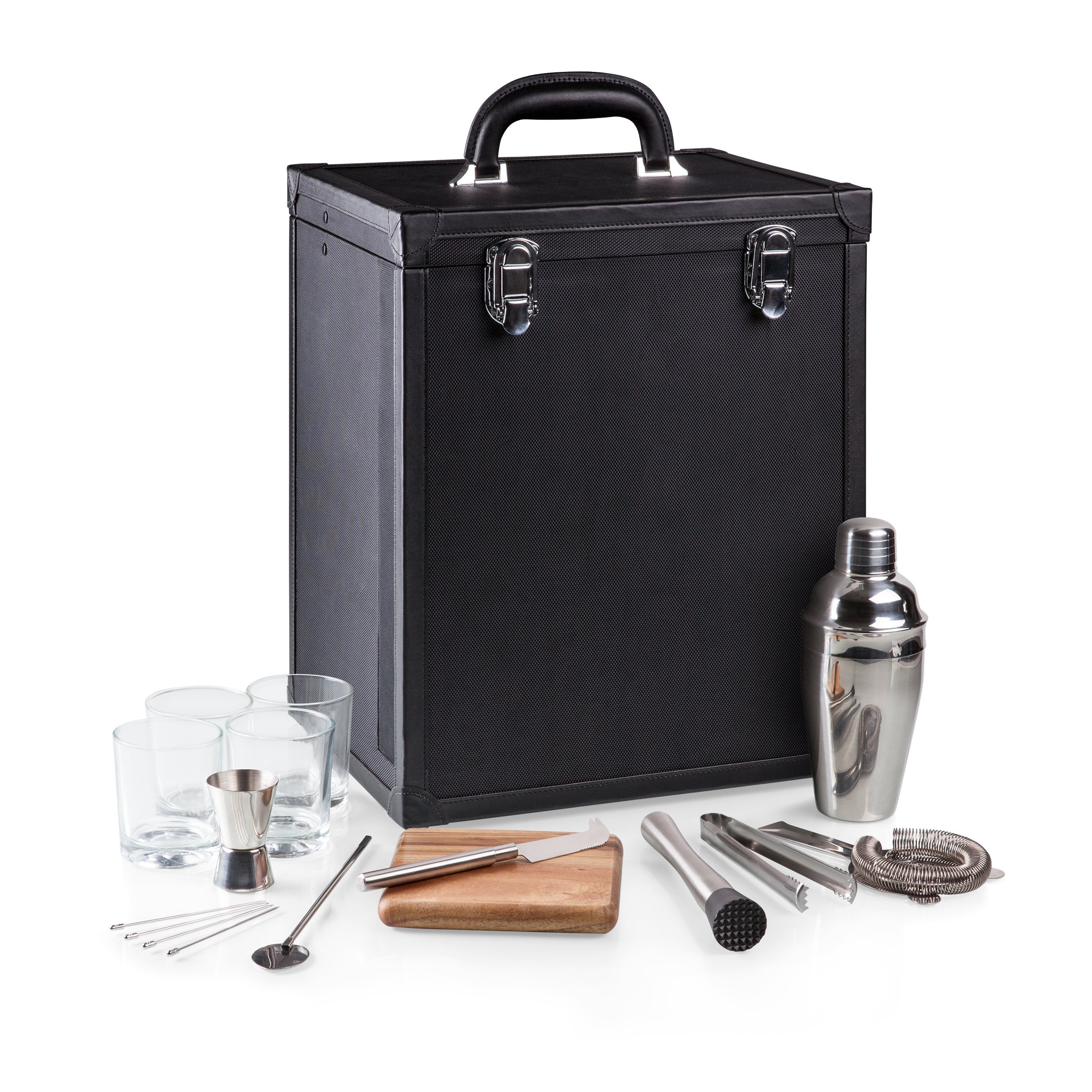LEGACY by Picnic Time - Hamilton Portable Bartender Kit with Cocktail Shaker Set, Bar Tools Case (Black) - Perfect for Home Bars, Outdoor Parties & Travel Mixology