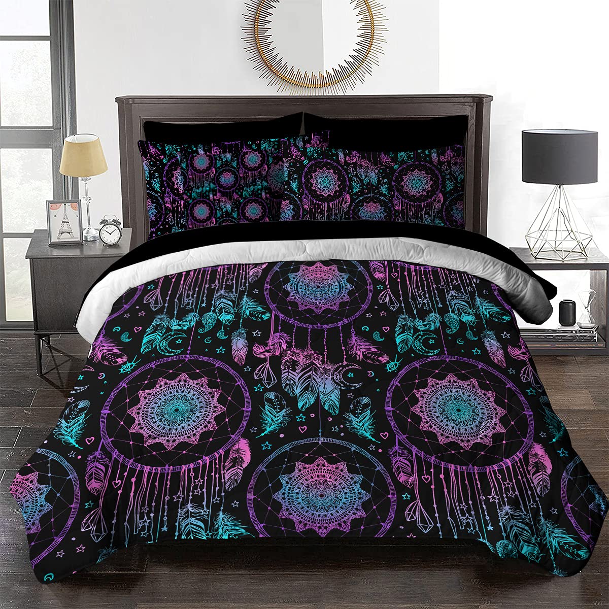 BlessLiving Native American Dream Catcher Twin Size 8-Piece Comforter Set with Sheets & Shams | Bohemian Bed in a Bag for Teen & Guest Rooms | Perfect for Dorm, Apartment & Spiritual Bedroom Decor