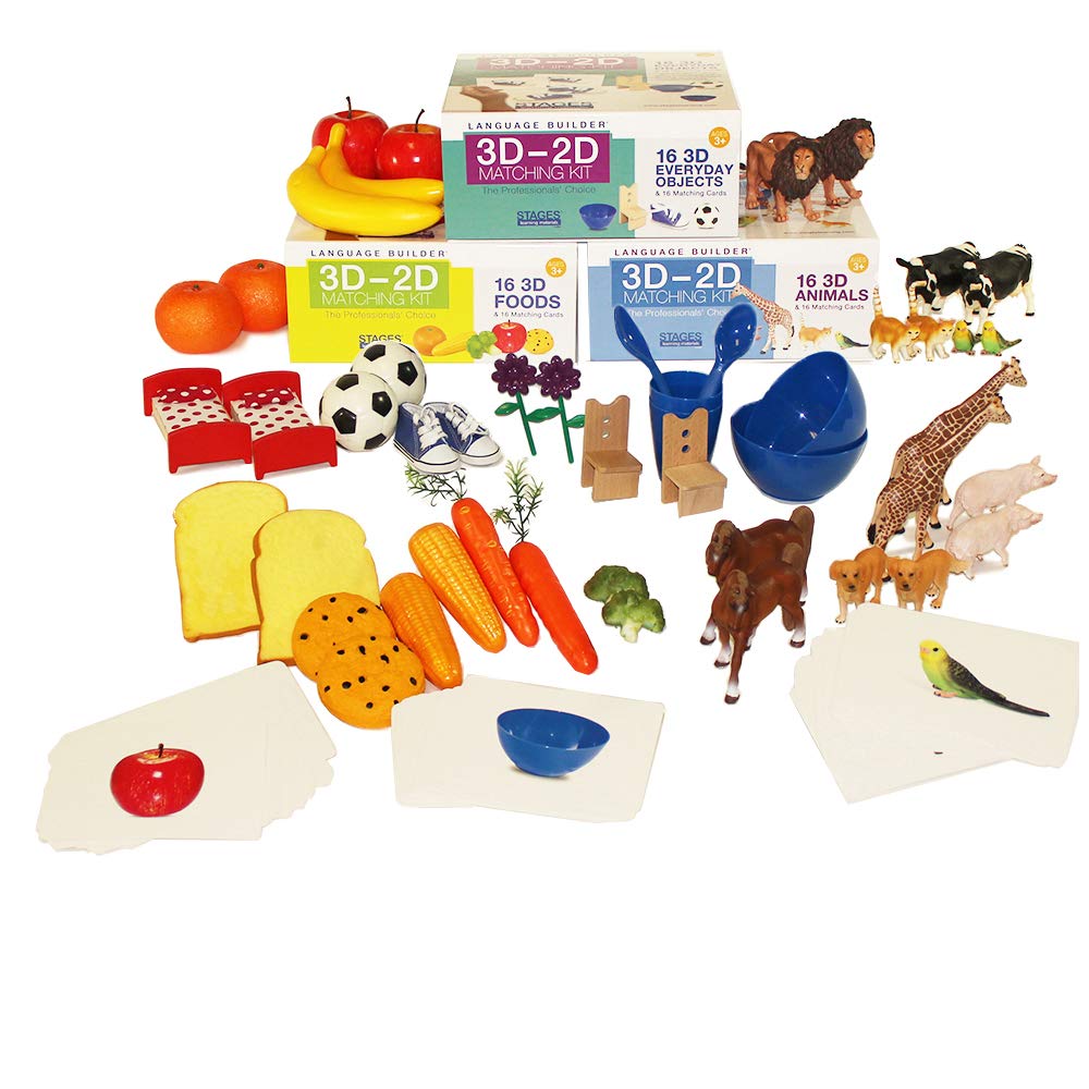 3D-2D Matching Kit for Autism Learning - Language Builder Flashcards with Realistic Toy Figures & Photo Cards | ABA Therapy Materials for Toddlers & Special Needs Education | Classroom & Home Learning Activities