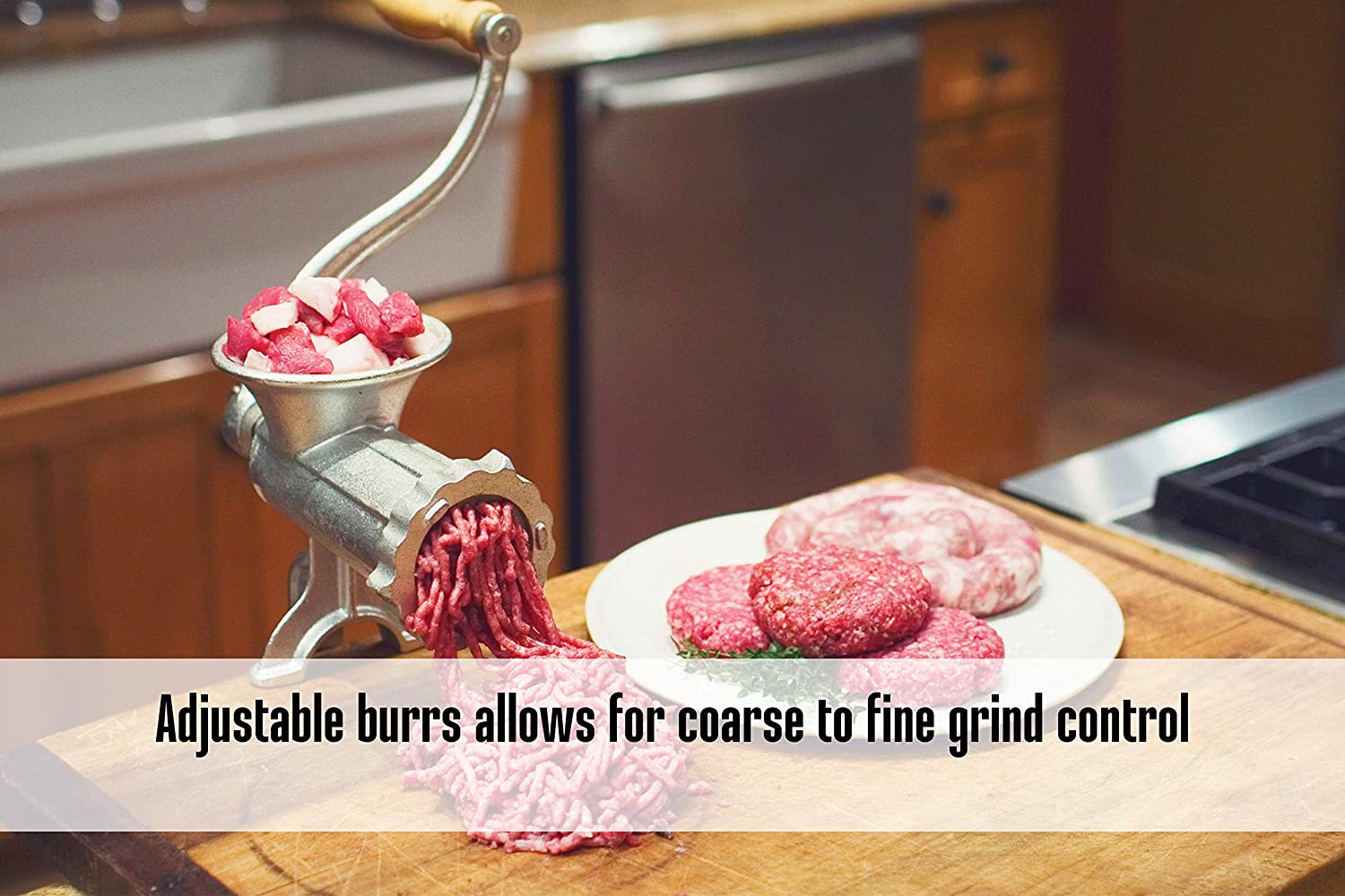 Heavy Duty #10 Manual Meat Grinder & Sausage Stuffer - Clamp-On Hand Crank with 2 Grinding Plates & 3 Sausage Funnels for Home Kitchen, Camping & Hunting | Perfect for Ground Beef, Sausage Making & Food Prep | SKU: 516MG