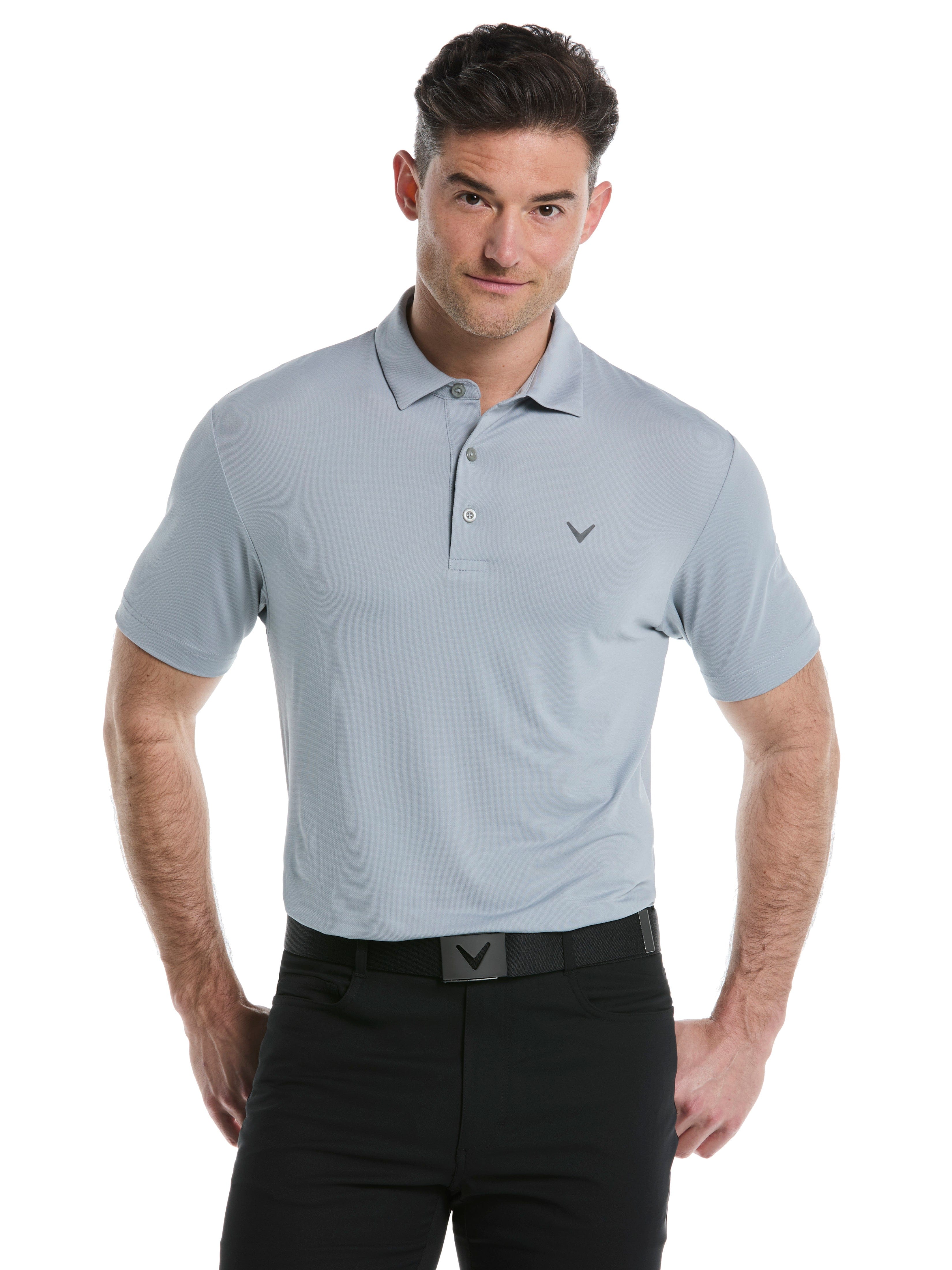 Men's Micro Hex Solid Golf Polo Shirt - Breathable & Moisture-Wicking Performance Golf Shirt for Men - Perfect for Golf, Casual Wear & Outdoor Activities