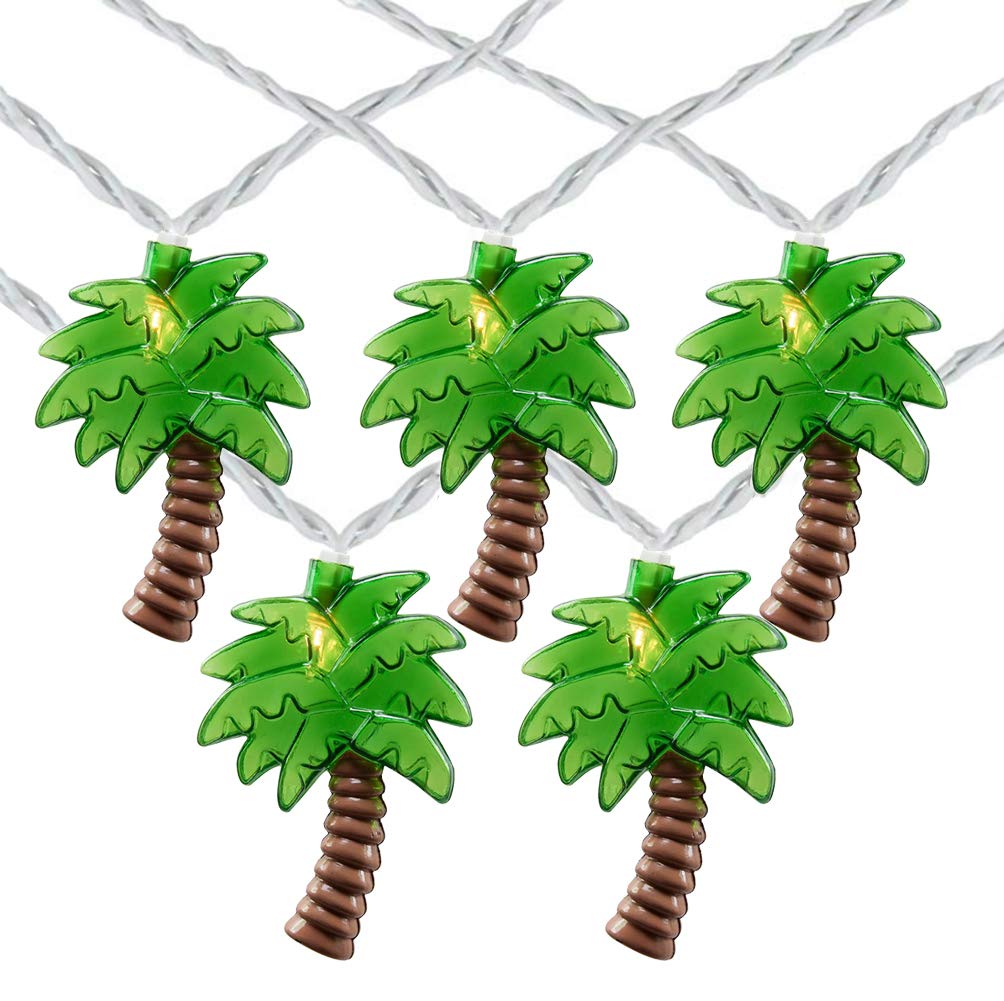 8.5Ft Palm Tree Patio String Lights with 10 Mini Incandescent Bulbs - UL Listed Indoor/Outdoor Waterproof Fairy Lights for Backyard, Garden, Summer Beach Party & Tropical Decor - White Wire