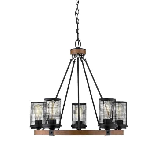 Millennium 3525-MB/WG 5-Light Black Chandelier - Modern Crystal Ceiling Light Fixture for Dining Room, Bedroom, or Living Room Decor