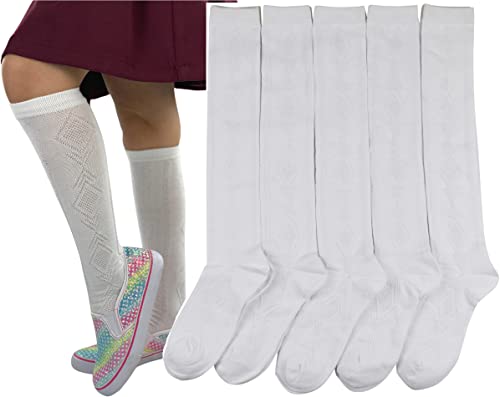 6 Pair Pack: White Jacquard